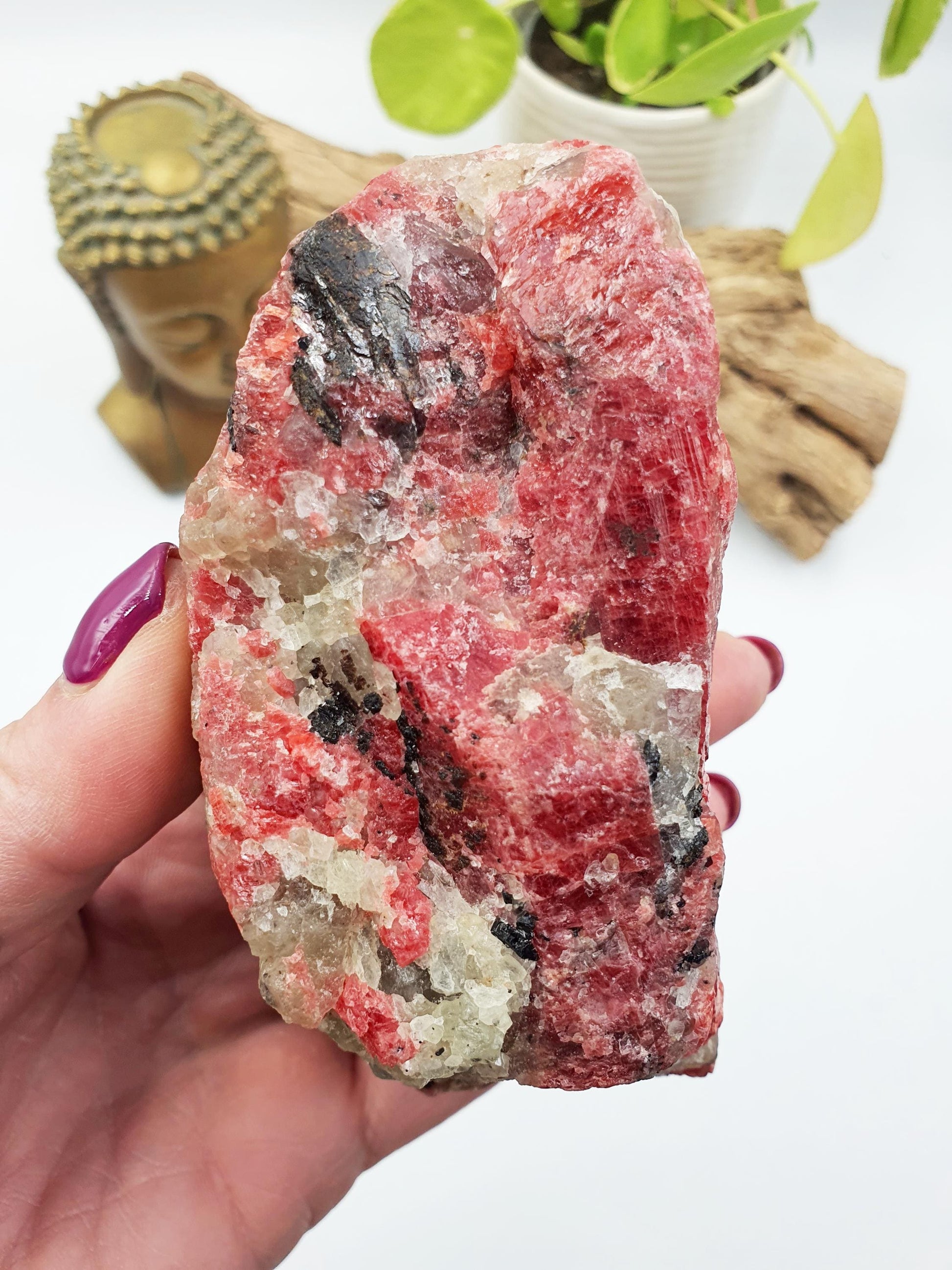 Raw Rhodonite Specimen / Large Raw Red Rhodonite / Raw Rhodonite Chunk / Raw Pink Crystal Specimen - 605g