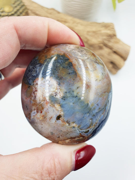 Beautiful Colourful Ocean Jasper Palm / Ocean Jasper Palm stone / OJ Palm / Pocket Crystal / Meditation Palm / Reiki Crystal Palm - 150g