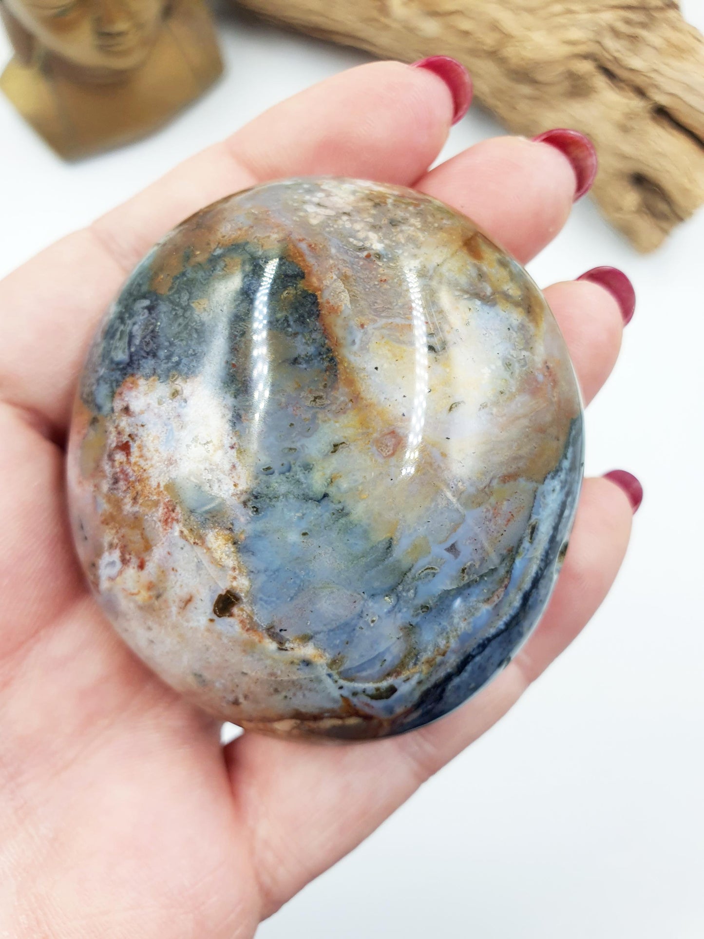 Beautiful Colourful Ocean Jasper Palm / Ocean Jasper Palm stone / OJ Palm / Pocket Crystal / Meditation Palm / Reiki Crystal Palm - 150g
