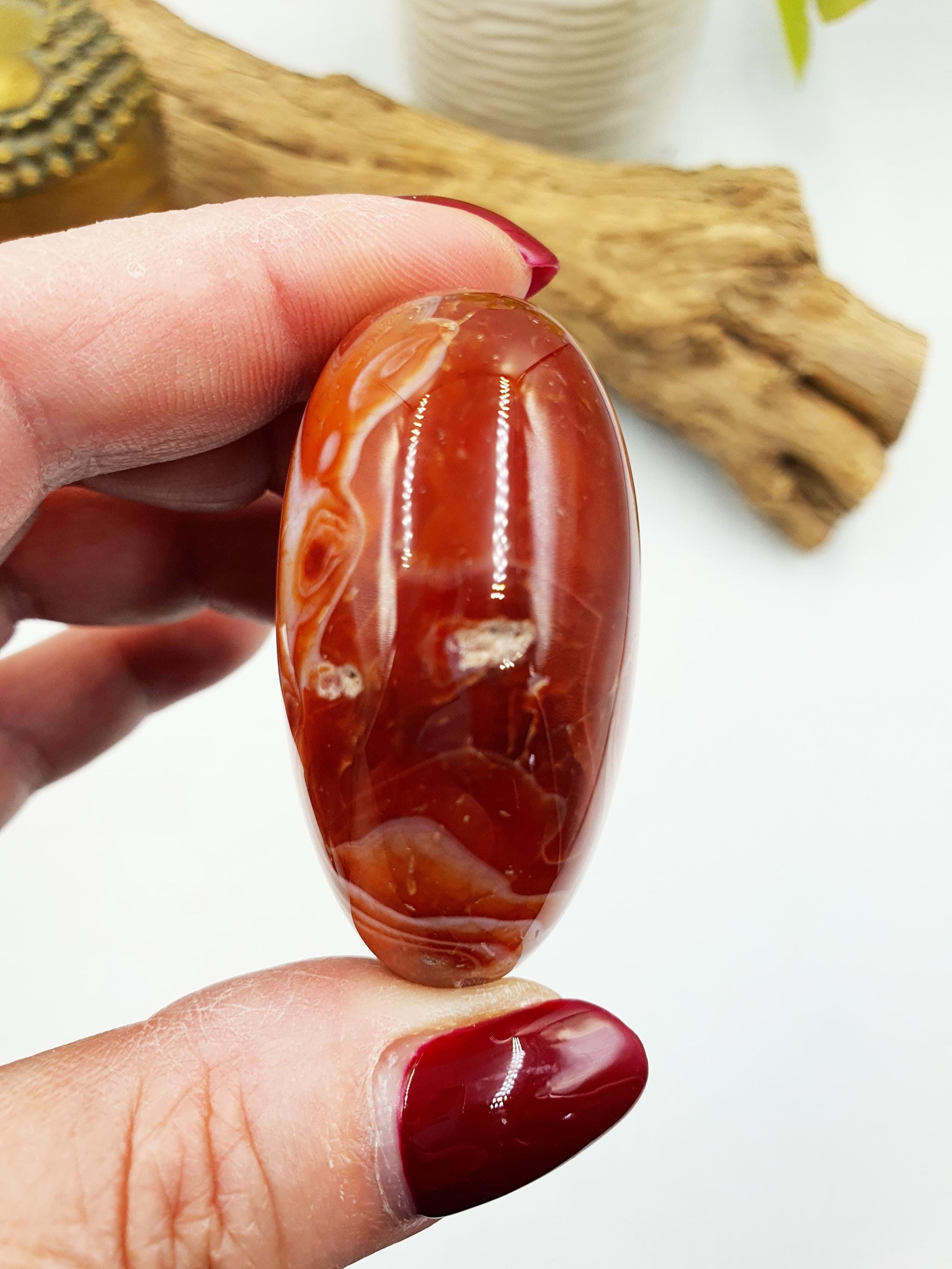 Beautiful Carnelian Palm / Carnelian Palm Stone / Carnelian Pocket Stone / Meditation Palm / Reiki Crystal Palm - 85g