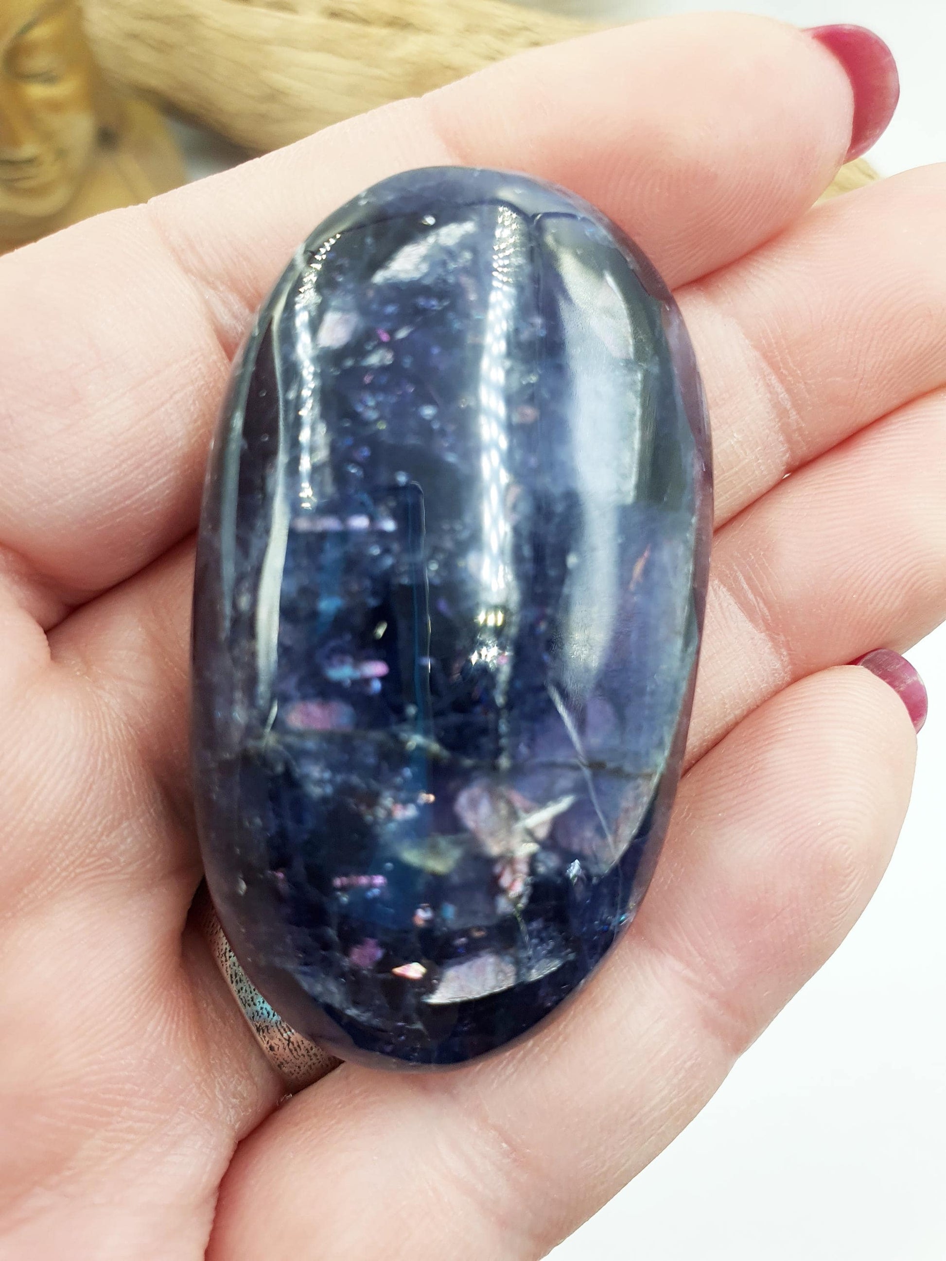 Stunning Flashy Sparkly Iolite Palm / Iolite Palm Stone / Rare Crystal Palm / Meditation Palm / Collectors Palm - 40g