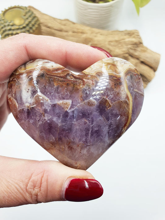 Beautiful Amethyst Agate Puff Heart / Amethyst Agate Crystal Heart / Crystal Heart - 125g