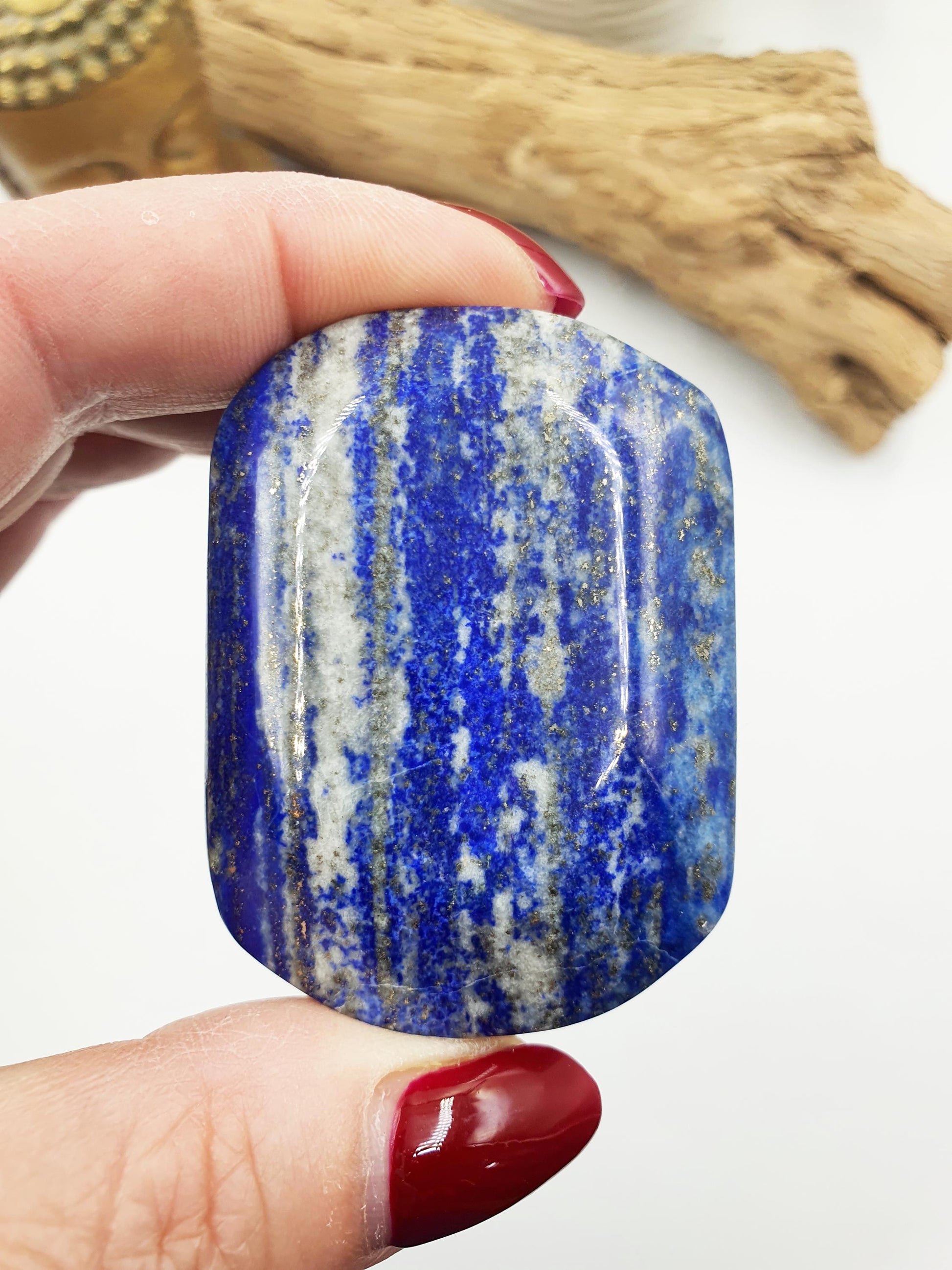 Beautiful Lapis Lazuli Palm / Lapis Lazuli Palmstone / Pocket Crystal / Meditation Palm / Lapis Reki Crystal Palm - 95g