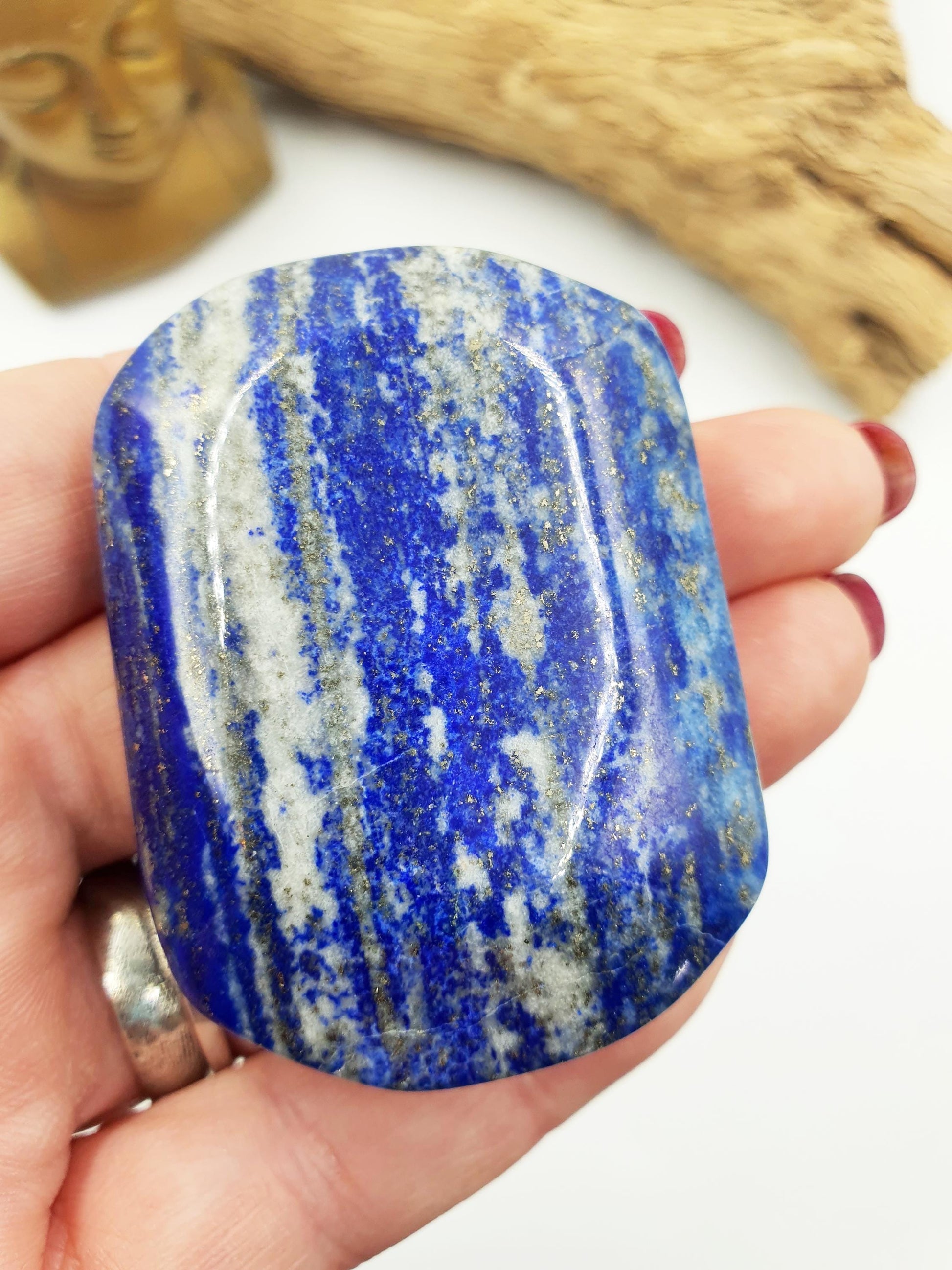 Beautiful Lapis Lazuli Palm / Lapis Lazuli Palmstone / Pocket Crystal / Meditation Palm / Lapis Reki Crystal Palm - 95g
