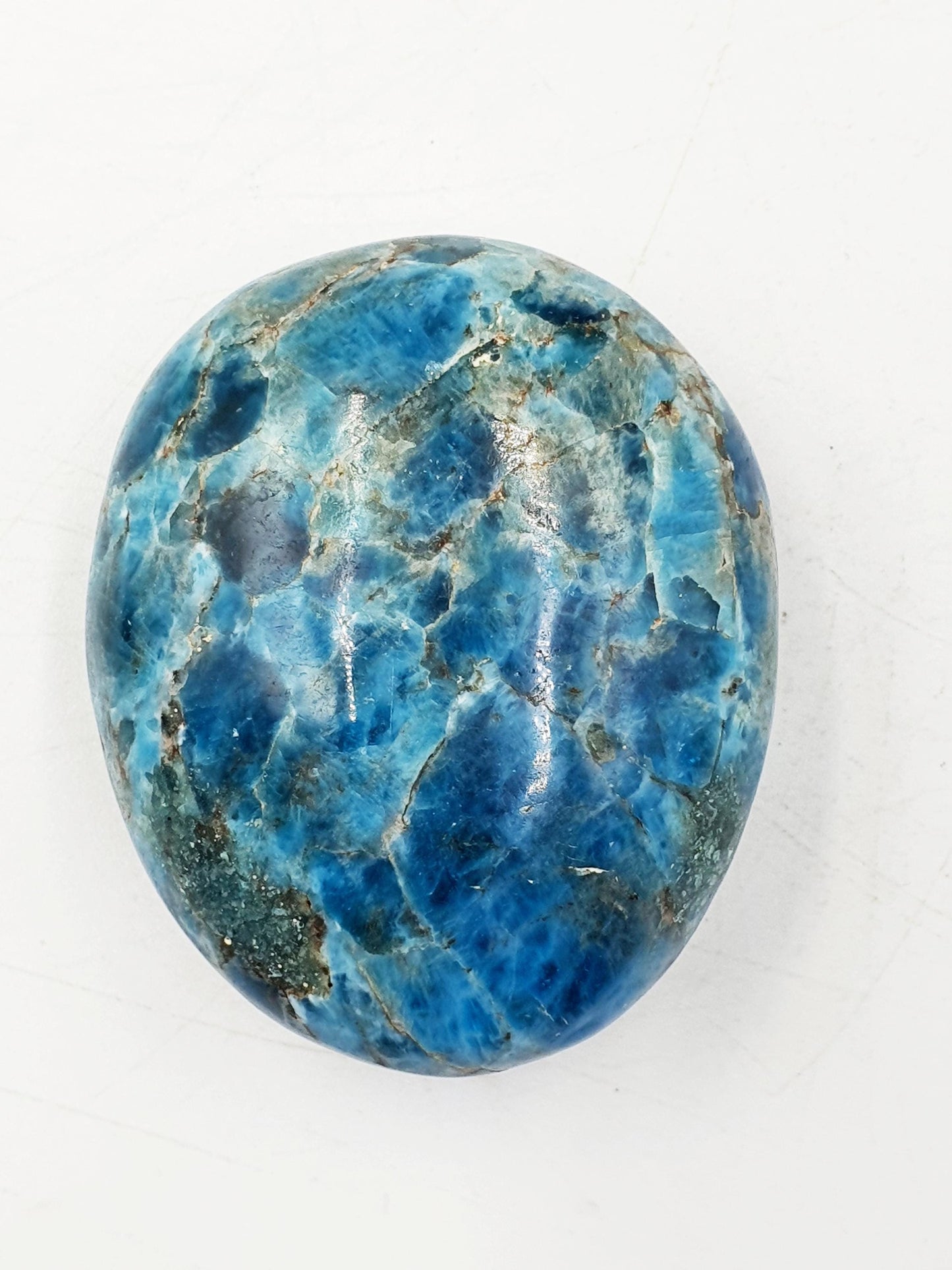 Blue Apatite Palm Stone - Motivation & Focus Healing Crystal - 105g