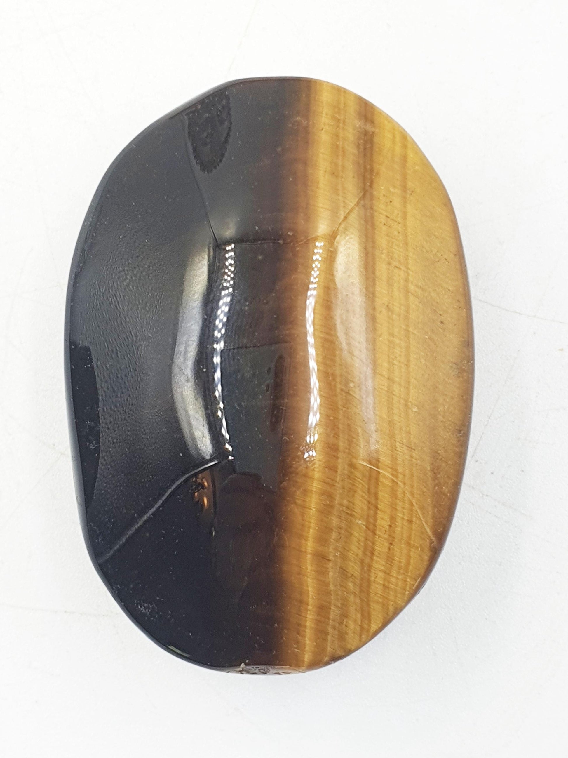 High Grade Yellow Tigers Eye Palm Stone - Protection & Courage Crystal - 70g
