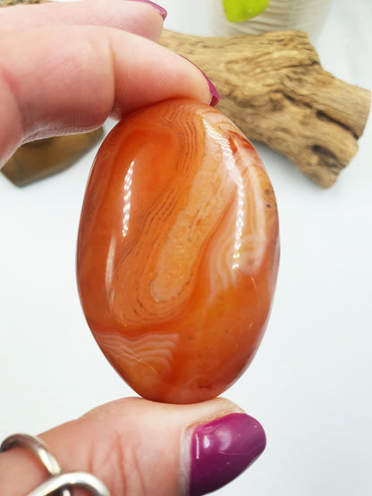Carnelian Palm Stone - Vitality & Creativity Healing Crystal - 90g