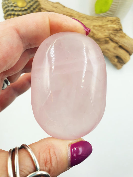 Rose Quartz Palm Stone - Love & Compassion Healing Crystal - 105g