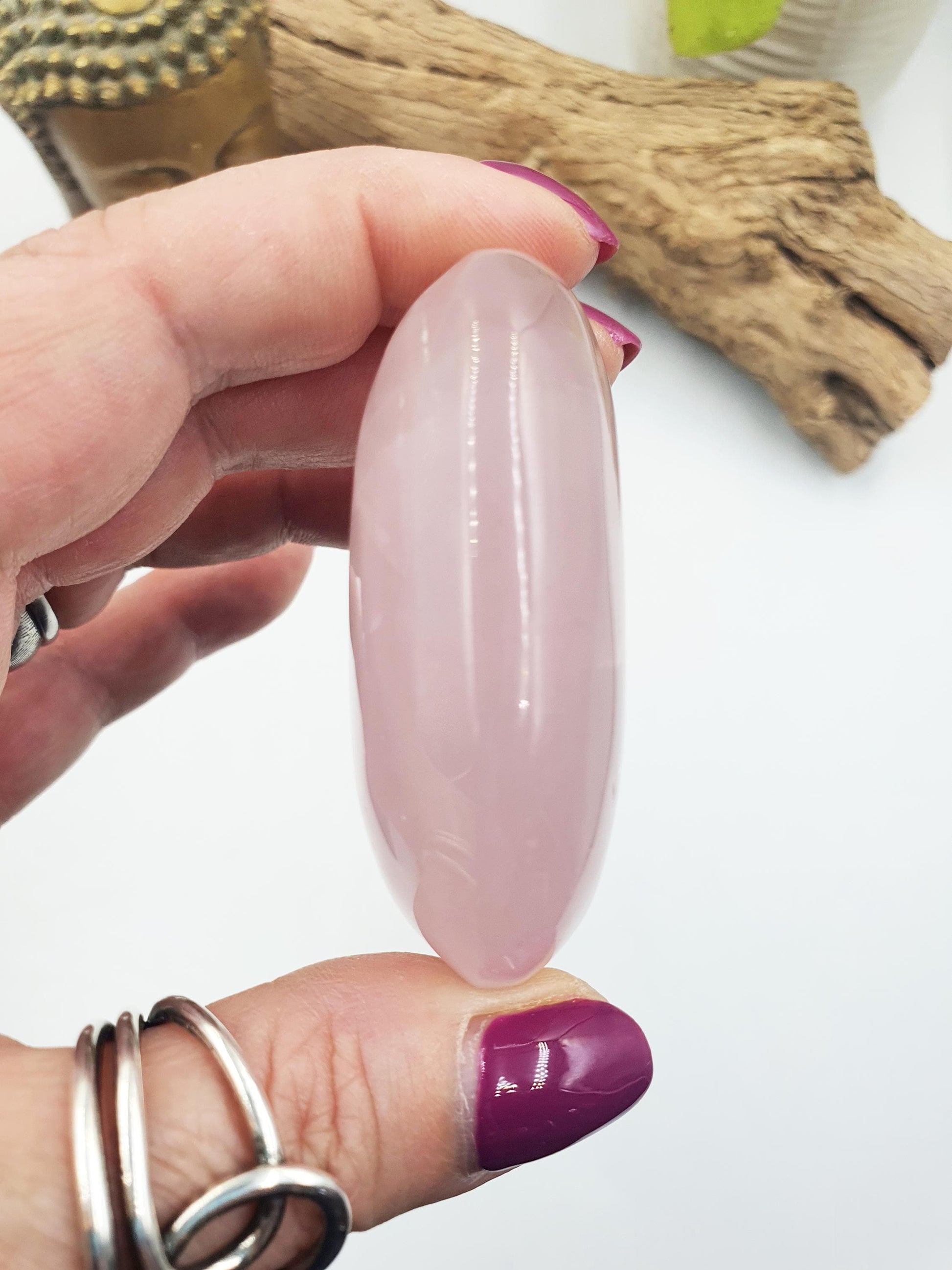Rose Quartz Palm Stone - Love & Compassion Healing Crystal - 105g