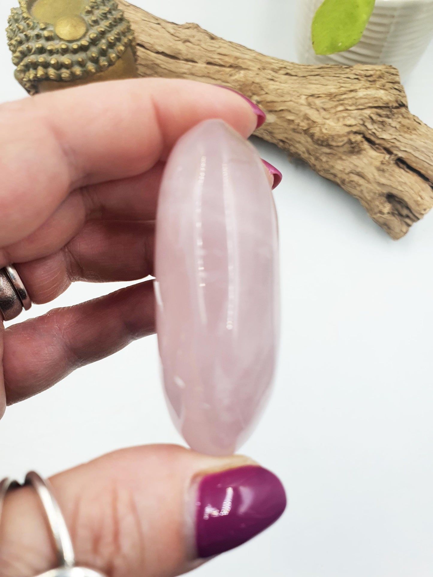 Rose Quartz Palm Stone - Love & Compassion Healing Crystal - 105g