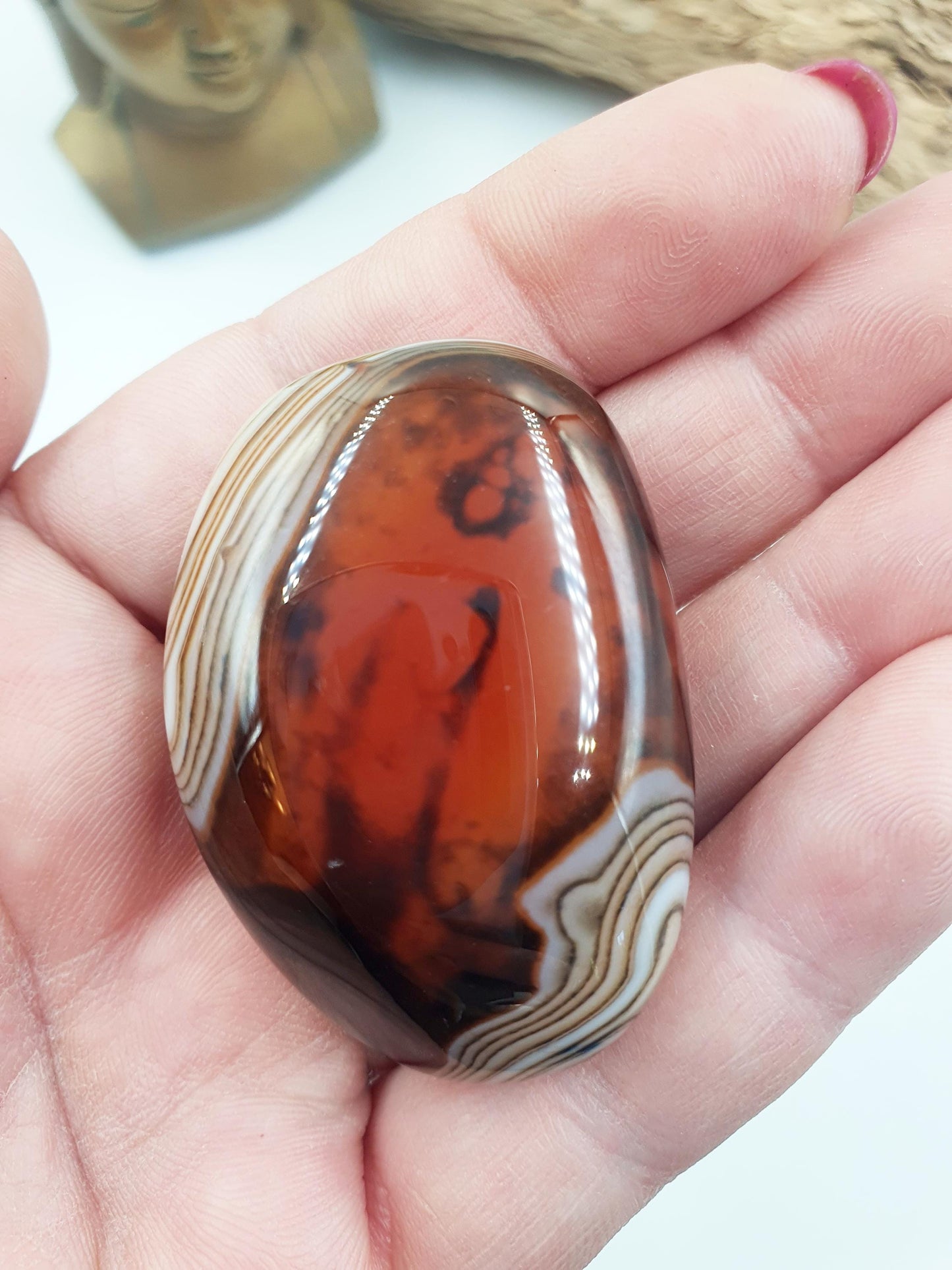 Sardonyx Palm Stone - Strength & Protection Healing - 50g