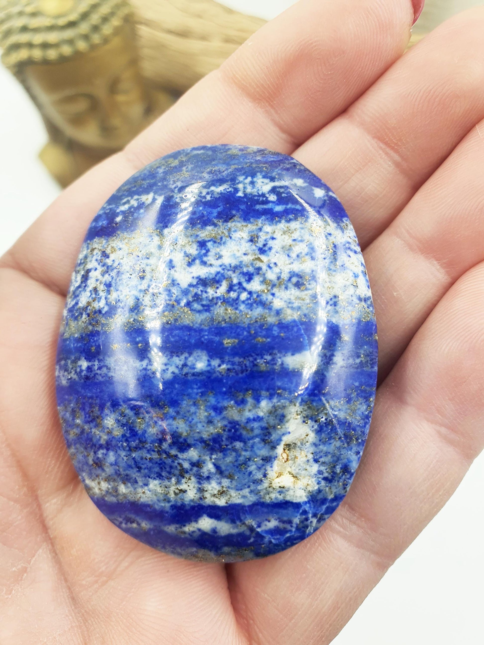 Lapis Lazuli Palm Stone - Wisdom & Truth Third Eye Chakra Crystal - 75g
