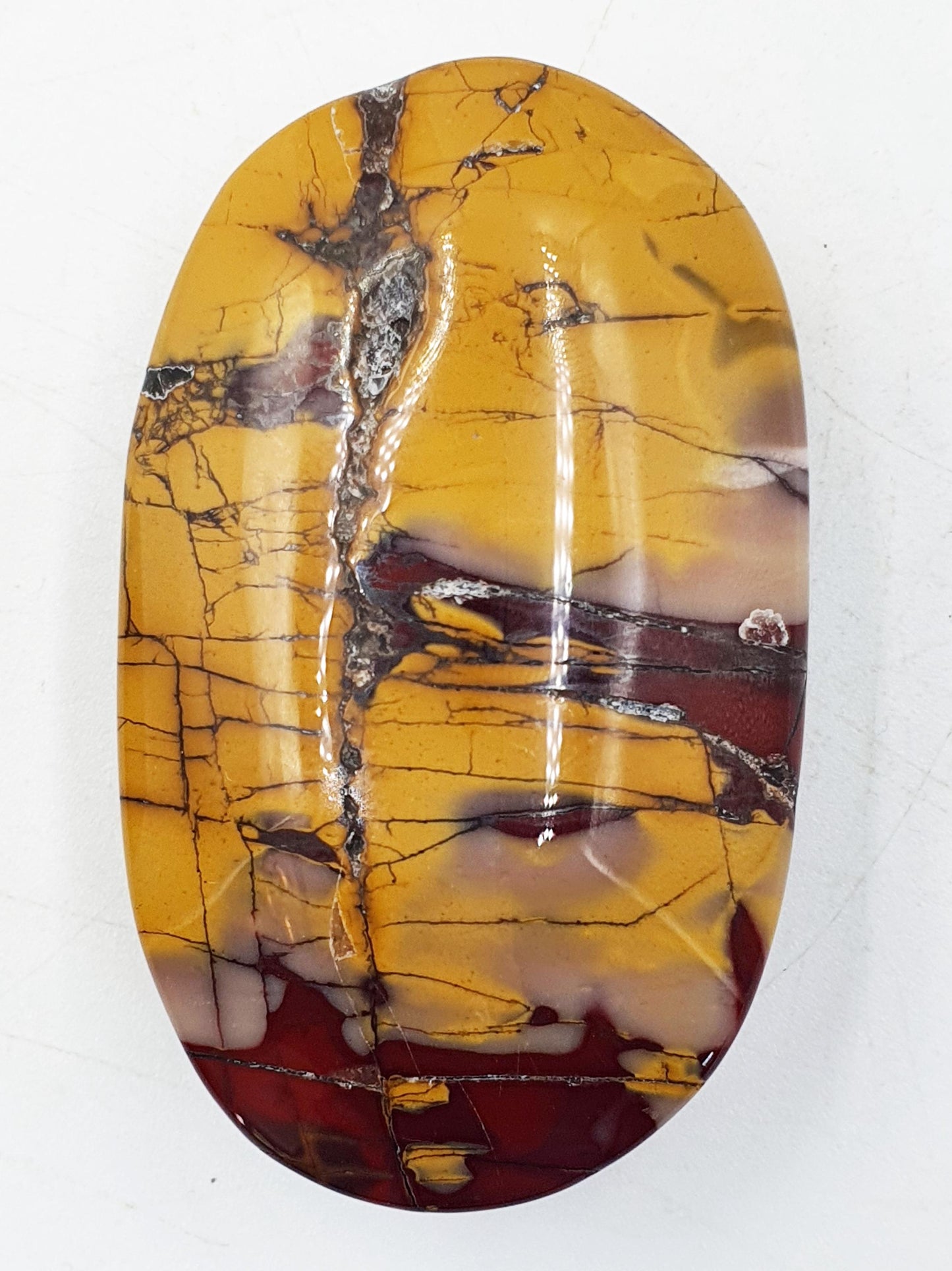 Mookaite Jasper Palm Stone - Grounding and Vitality Healing Crystal - 90g