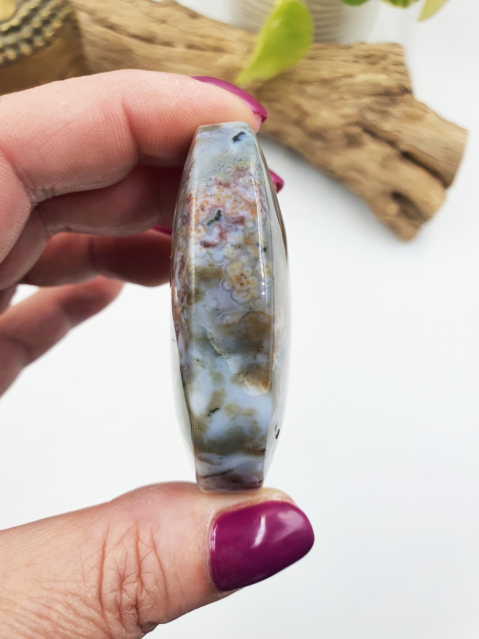 Gorgeous Orbicular Ocean Jasper Palm / Orbicular OJ Palm Stone / High Grade OJ Palm / OJ Collectors Crystal - 80g