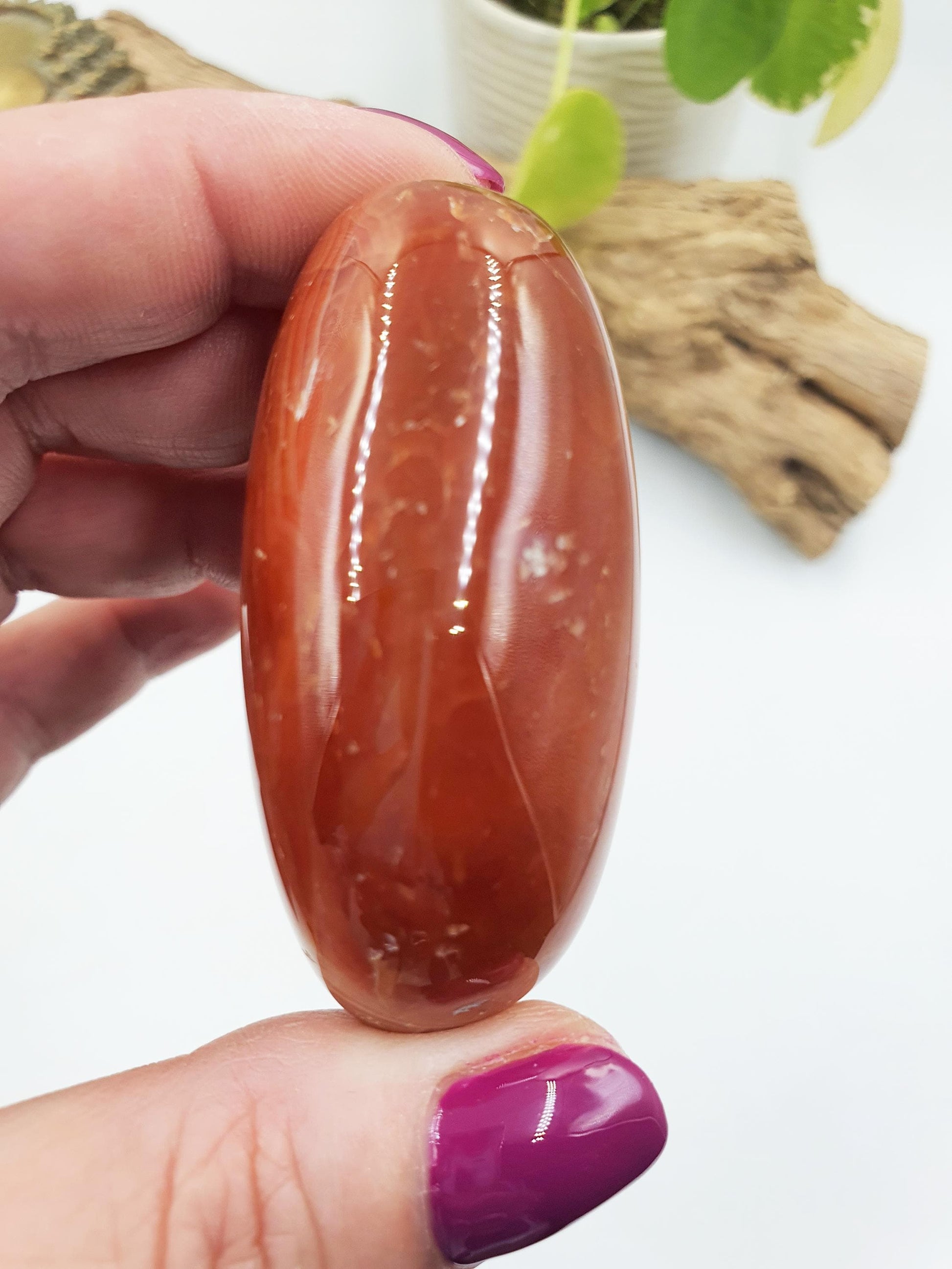 Beautiful Carnelian Palm / Carnelian Palm Stone / Carnelian Pocket Stone / Meditation Palm / Reiki Crystal Palm - 90g