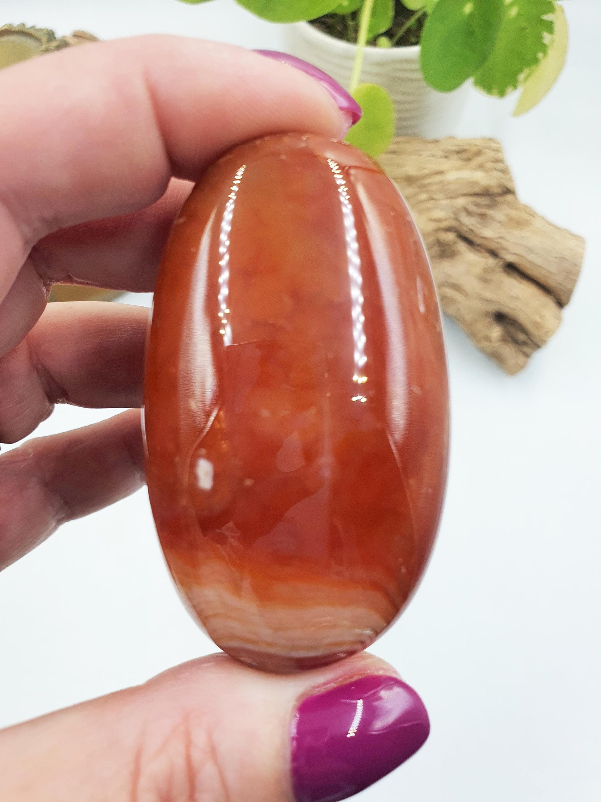 Beautiful Carnelian Palm / Carnelian Palm Stone / Carnelian Pocket Stone / Meditation Palm / Reiki Crystal Palm - 90g