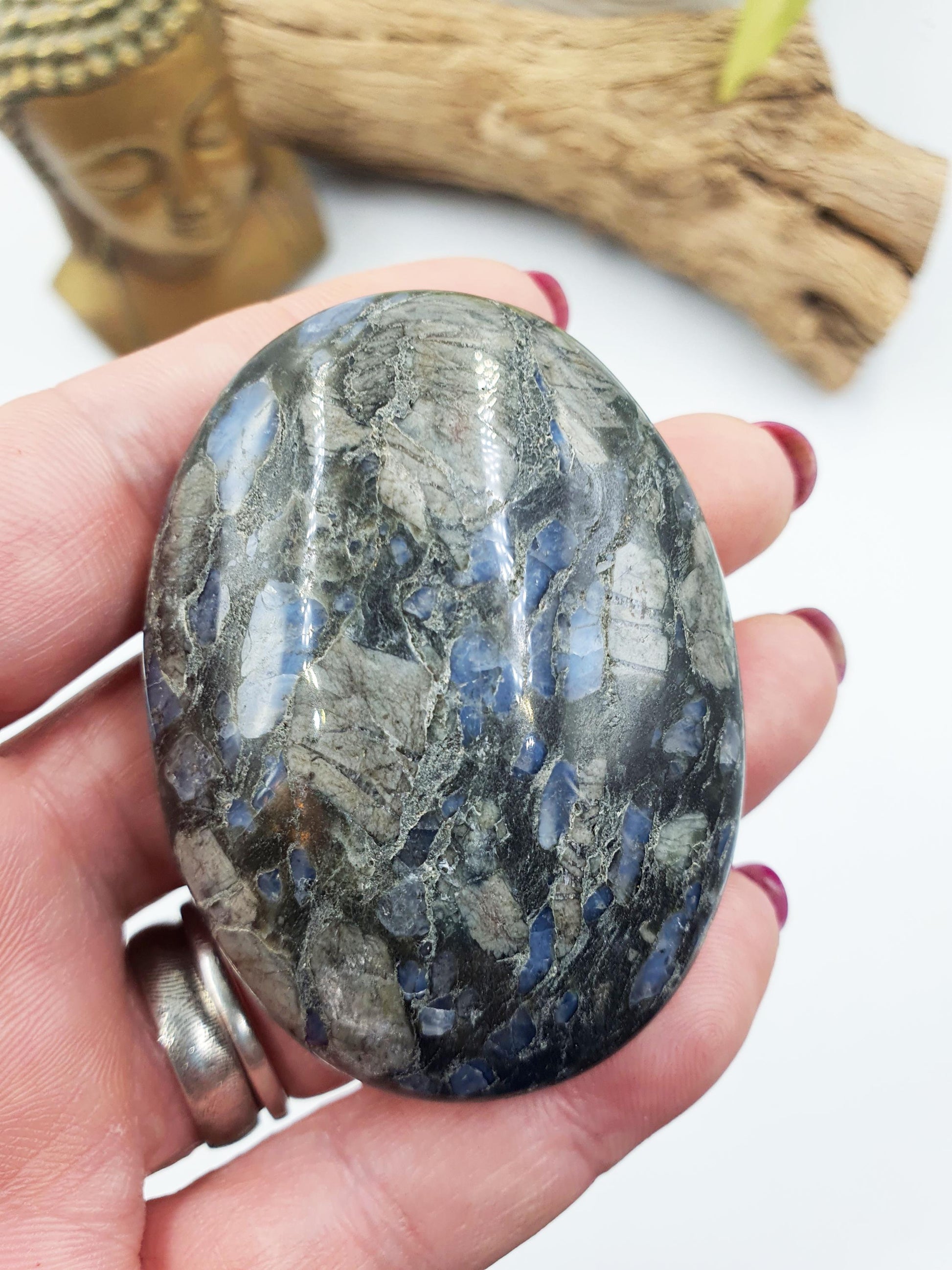 Que Sera (Llanite) Palm Stone - Uplifting & High Vibration Healing Crystal - 100g