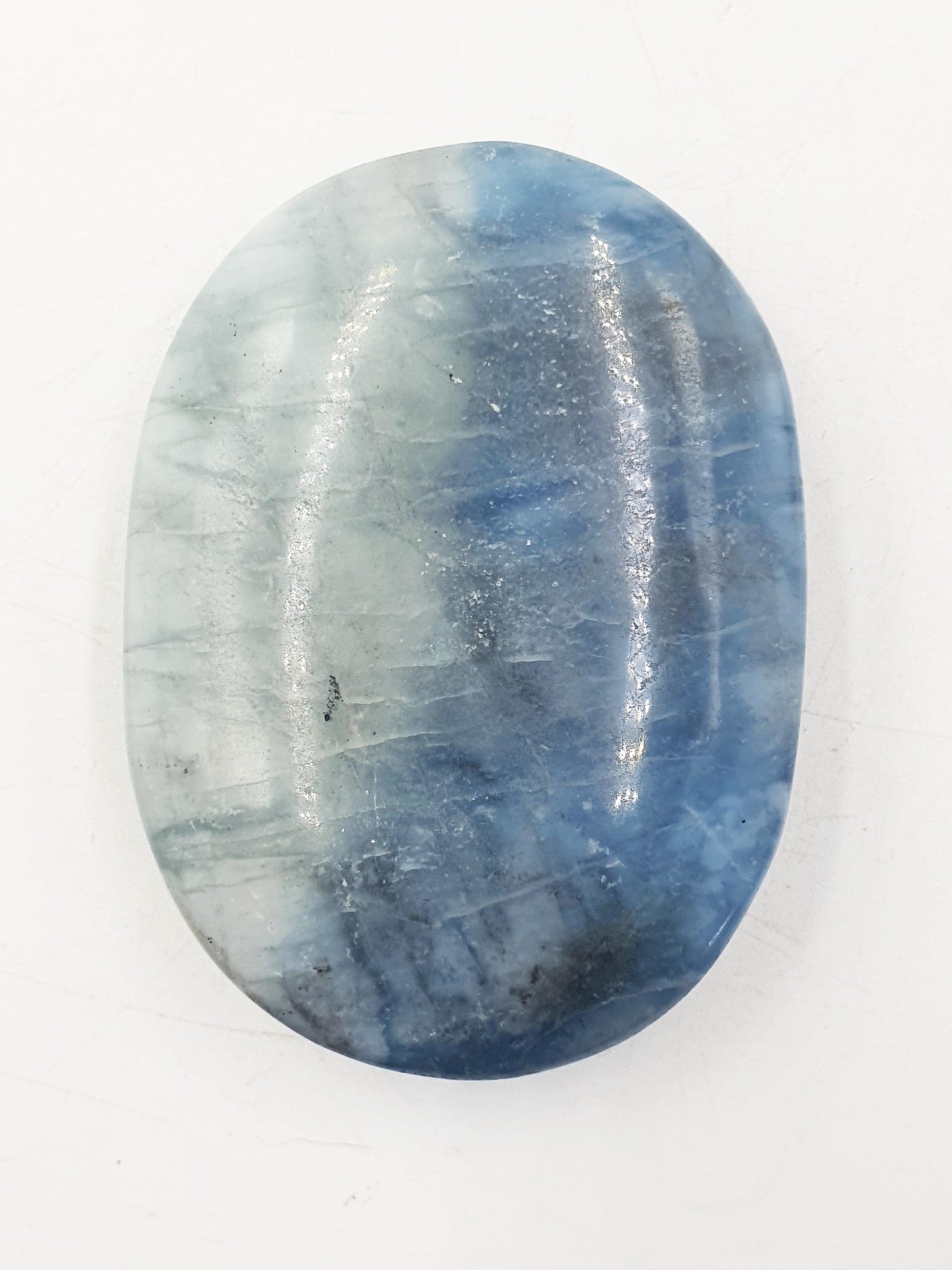 Large Aquamarine Palm Stone - Calming & Stress Relief Throat Chakra Crystal - 130g