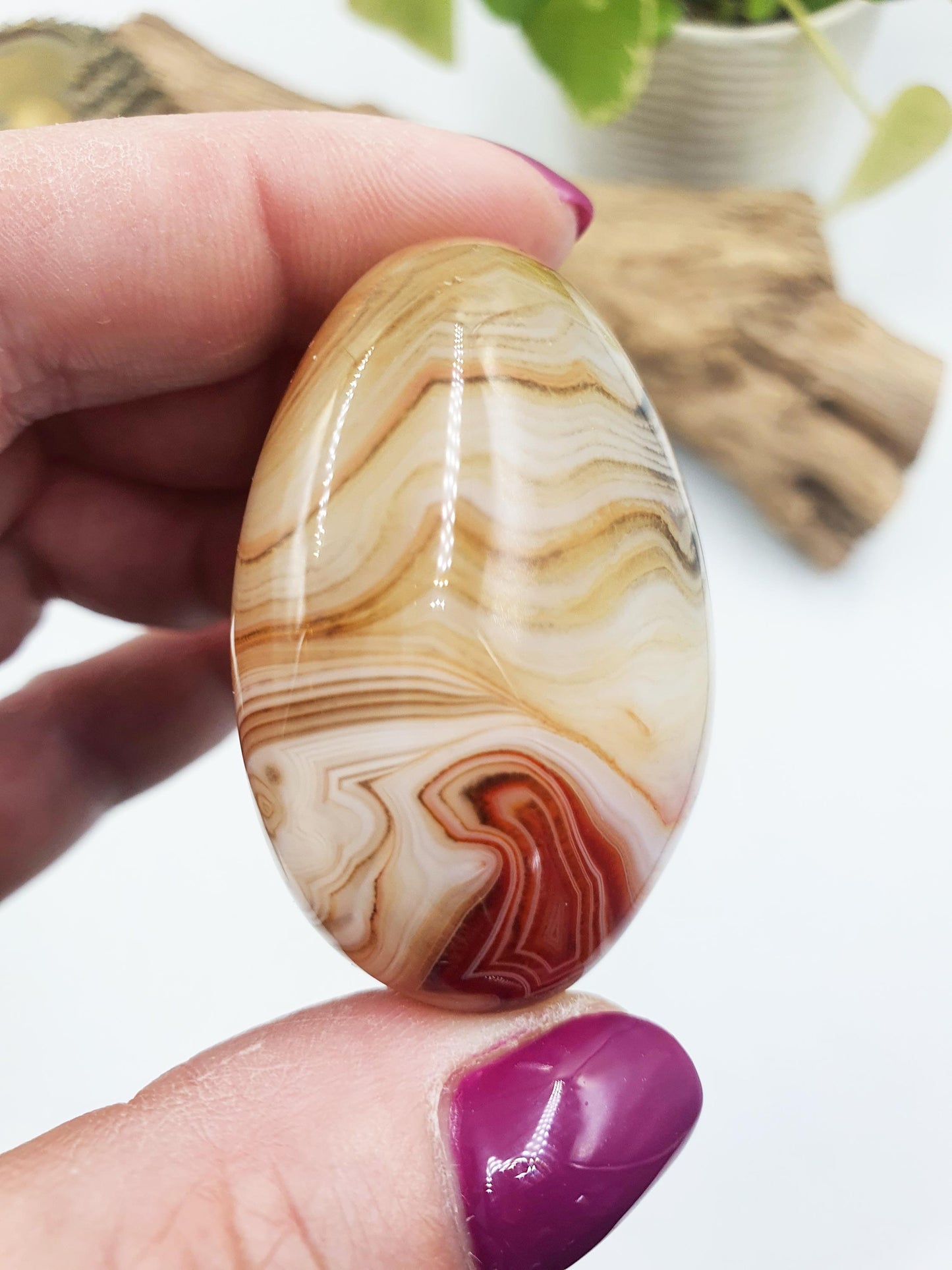 Unique Light Sardonyx Palm / Sardonyx Palm Stone / Healing Palm / Meditation Palm / Reiki Crystal Palm - 65g