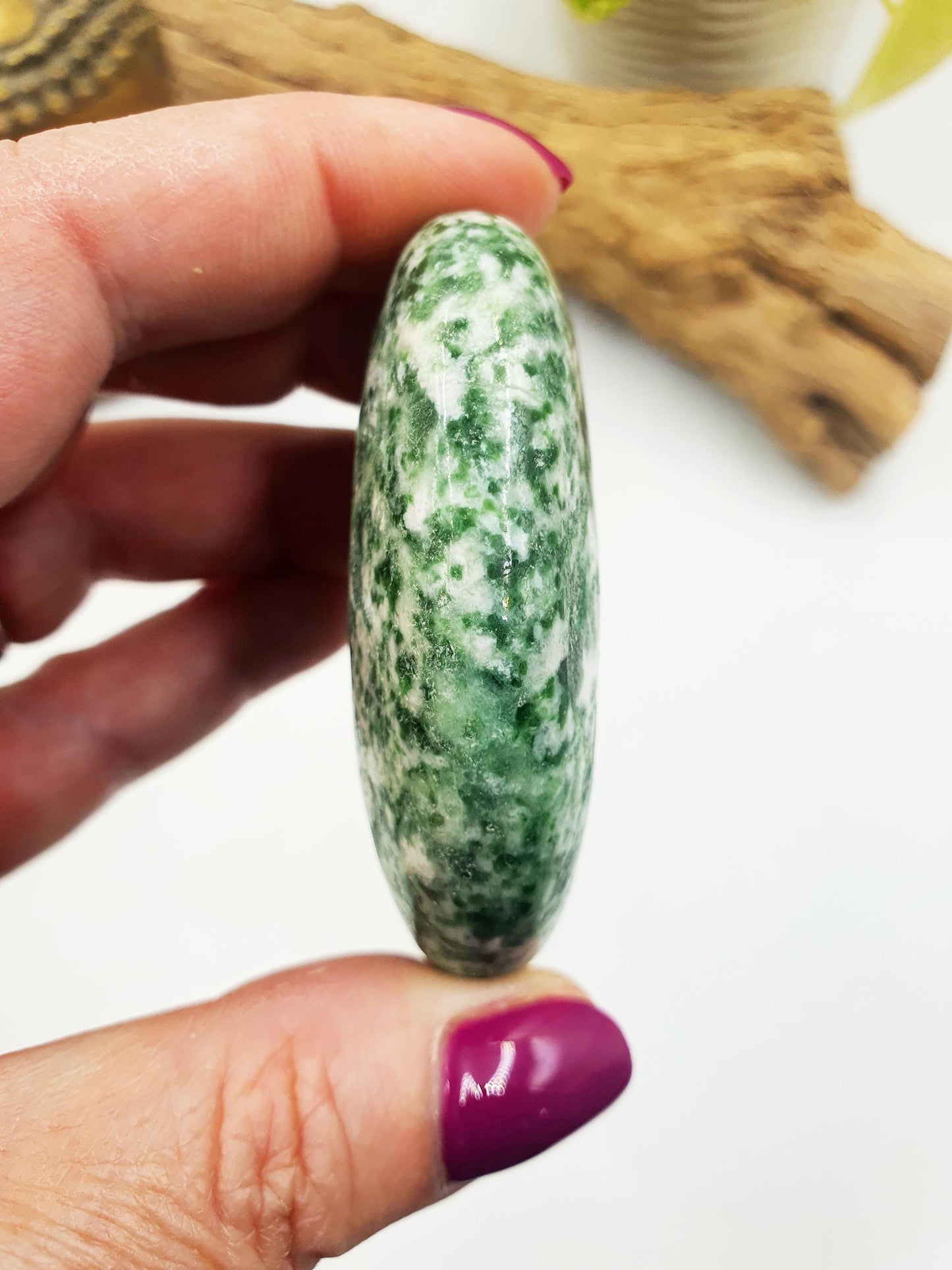 Tree Agate Palm / Tree Agate Palm Stone / Grass Agate Palm / Reiki Crystal Palm / Meditation Palm - 95g