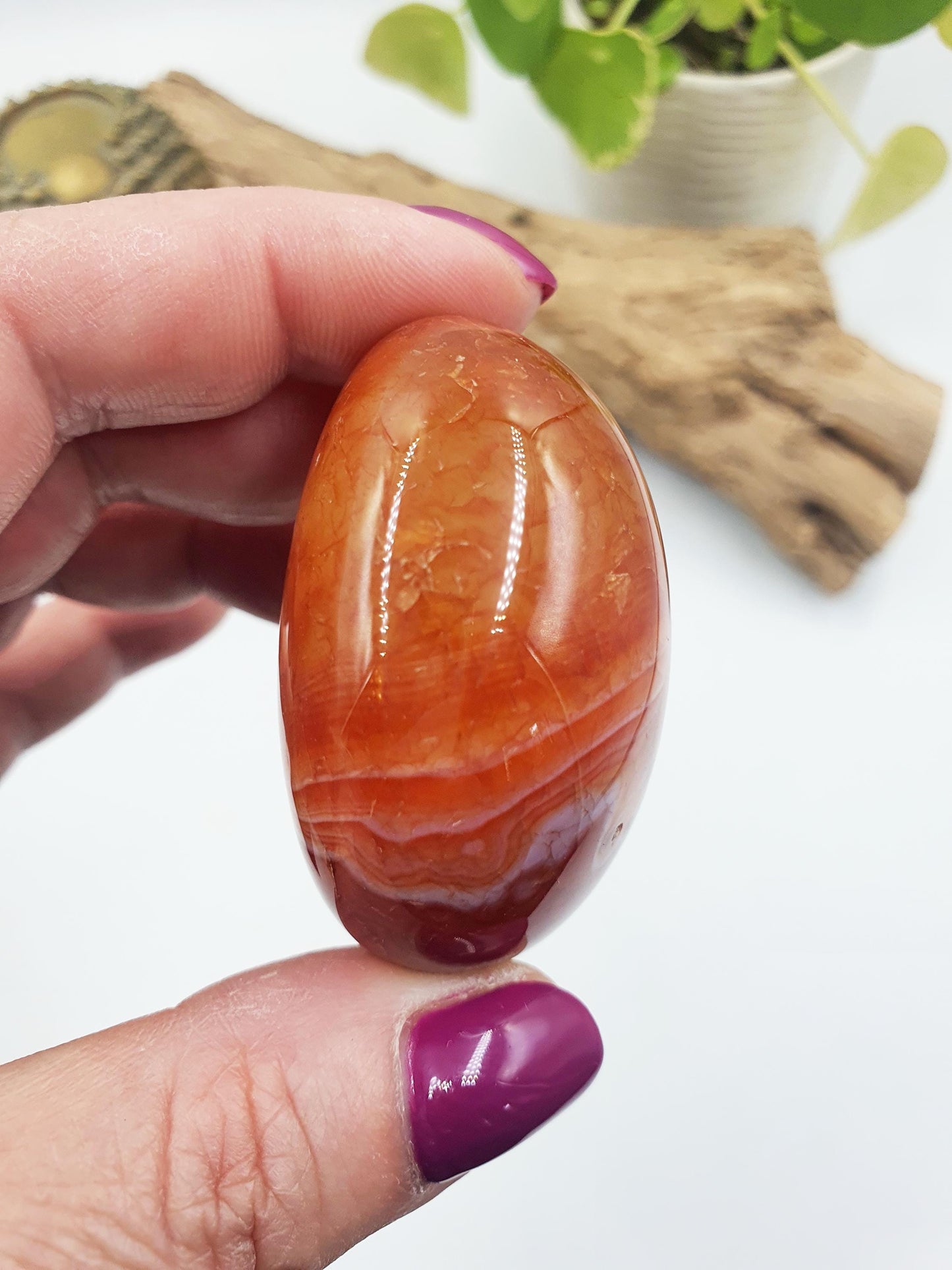 Carnelian Palm / Carnelian Palm Stone / Carnelian Pocket Stone /Meditation Palm / Reiki Crystal Palm - 90g