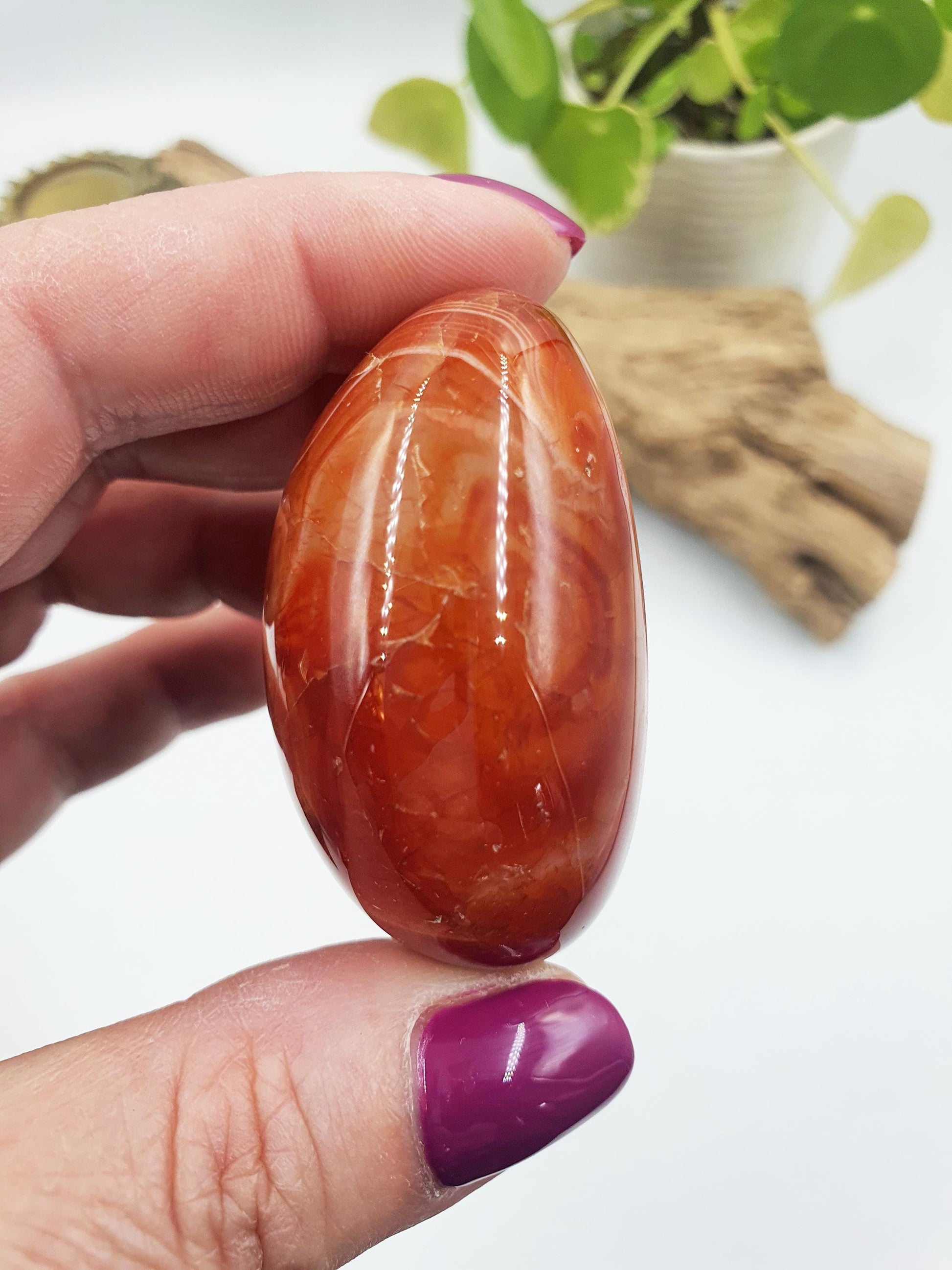Carnelian Palm / Carnelian Palm Stone / Carnelian Pocket Stone /Meditation Palm / Reiki Crystal Palm - 90g
