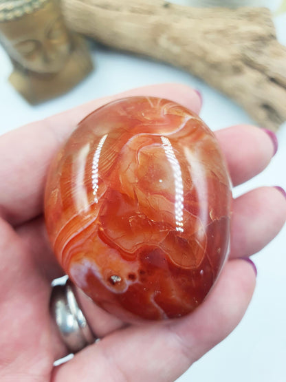 Carnelian Palm / Carnelian Palm Stone / Carnelian Pocket Stone /Meditation Palm / Reiki Crystal Palm - 90g