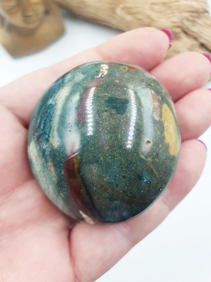 Beautiful Colourful Ocean Jasper Palm / Ocean Jasper Palm stone / OJ Palm / Pocket Crystal / Meditation Palm / Reiki Crystal Palm - 110g