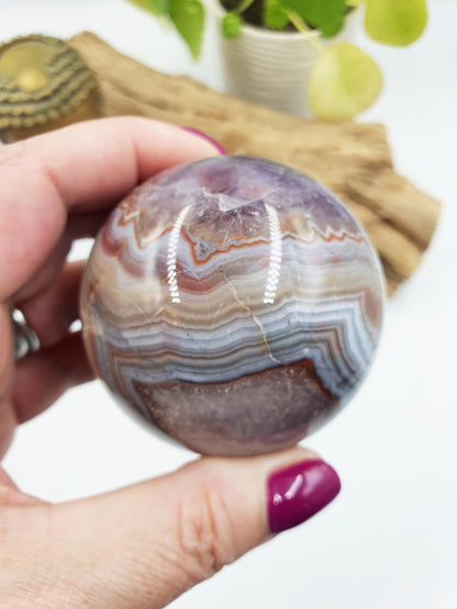 Beautiful Amethyst Agate Sphere / Amethyst Agate Crystal Ball / Amethyst Agate Orb - 62mm