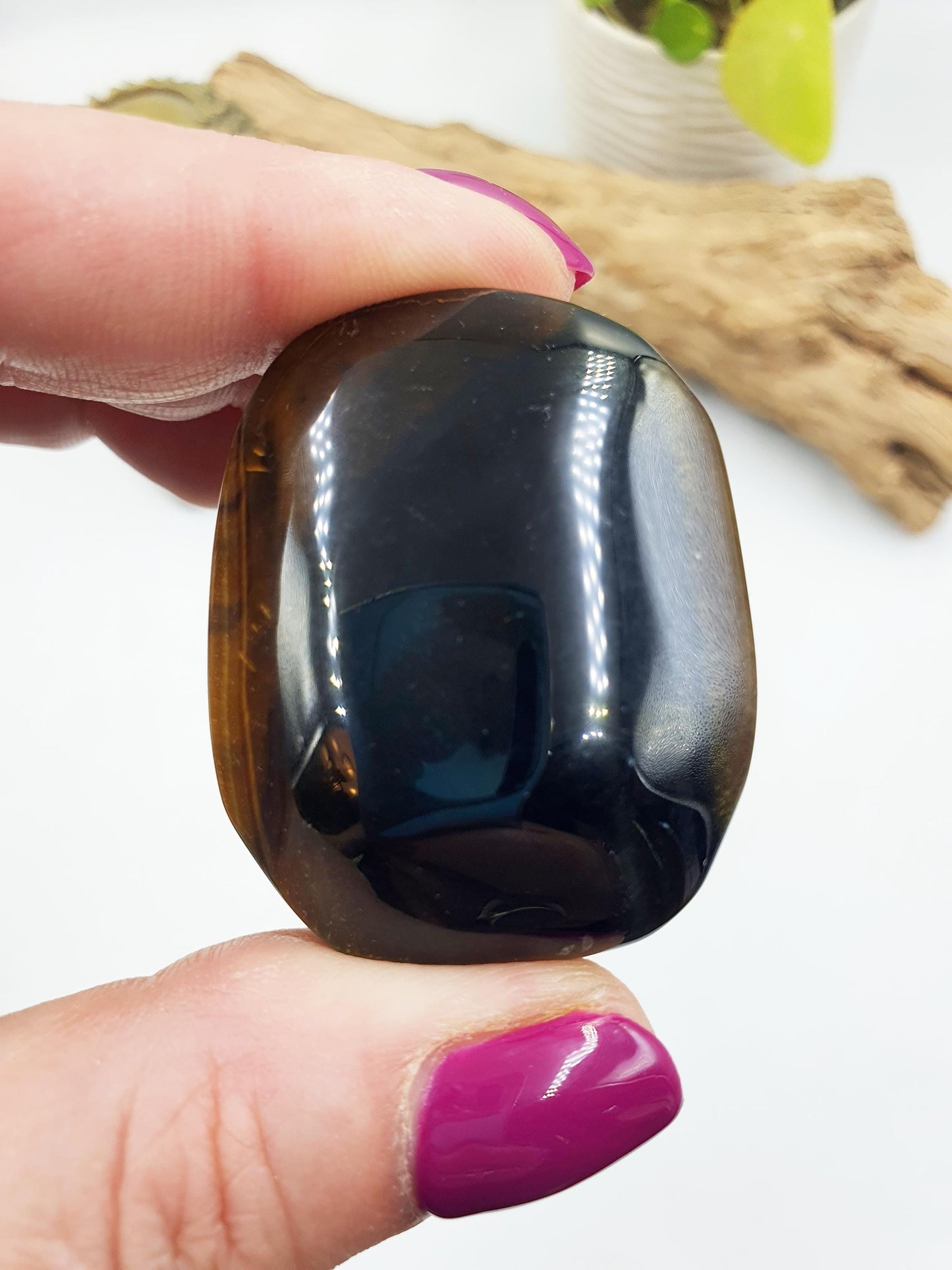 Flashy Little Yellow and Blue Tigers Eye Palm / Tiger's Eye Palm Stone / Pocket Crystal / Meditation Palm / Reiki Crystal Palm - 40g