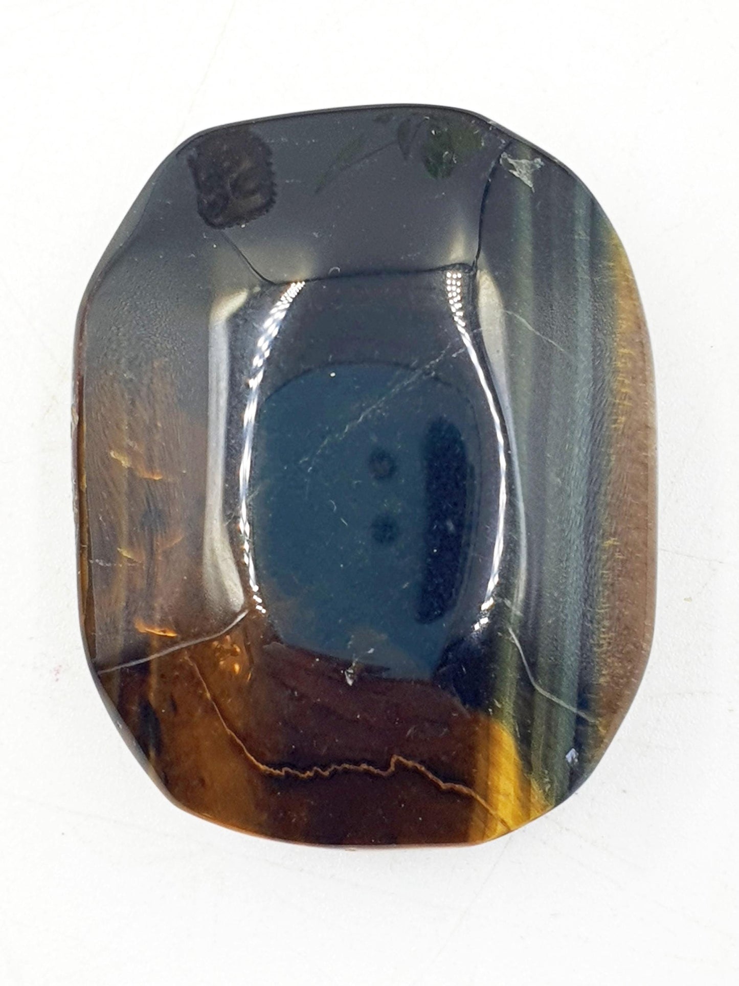 Flashy Little Yellow and Blue Tigers Eye Palm / Tiger's Eye Palm Stone / Pocket Crystal / Meditation Palm / Reiki Crystal Palm - 40g