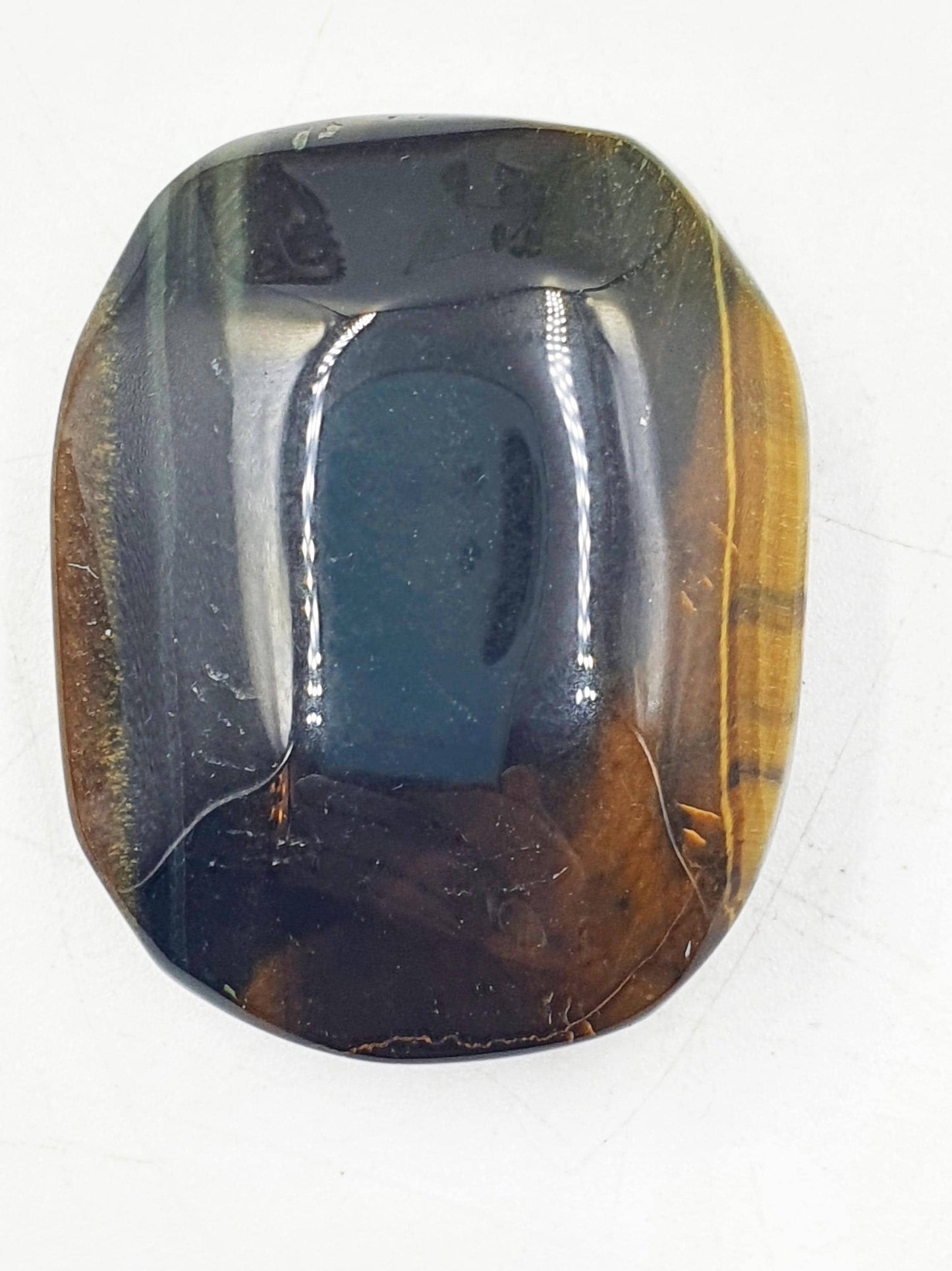 Flashy Little Yellow and Blue Tigers Eye Palm / Tiger's Eye Palm Stone / Pocket Crystal / Meditation Palm / Reiki Crystal Palm - 40g