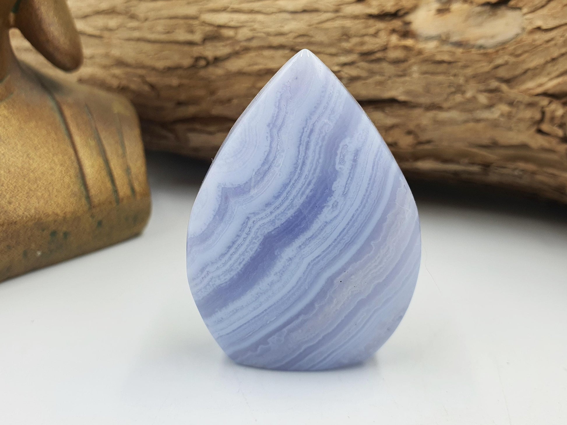 Stunning High Grade Blue Lace Agate Mini Freeform / Blue Banded Agate Stabding Polished Tower / A Grade Blue Lace Agate - 45g