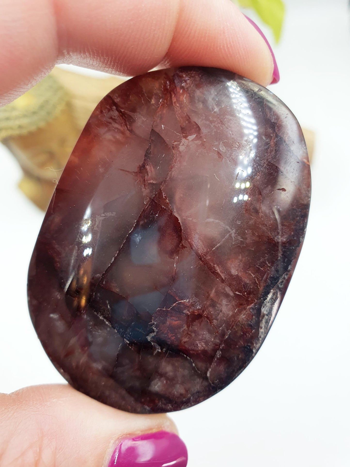 Fire Quartz Palm / Hematoid Quartz Palm / Healing Palm Stone / Meditation Palm / Reiki Crystal Palm - 85g