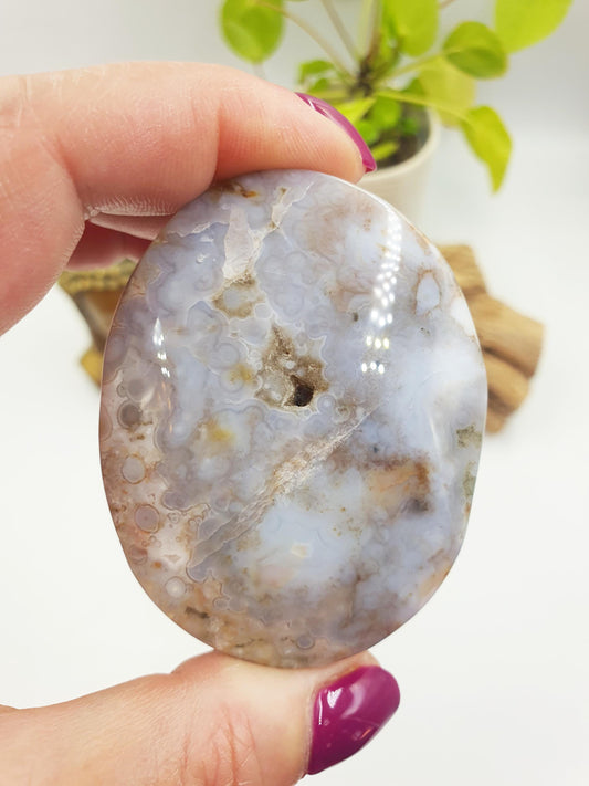 Gorgeous Orbicular Ocean Jasper Palm / Orbicular OJ Palm Stone / High Grade OJ Palm / OJ Collectors Crystal - 100g