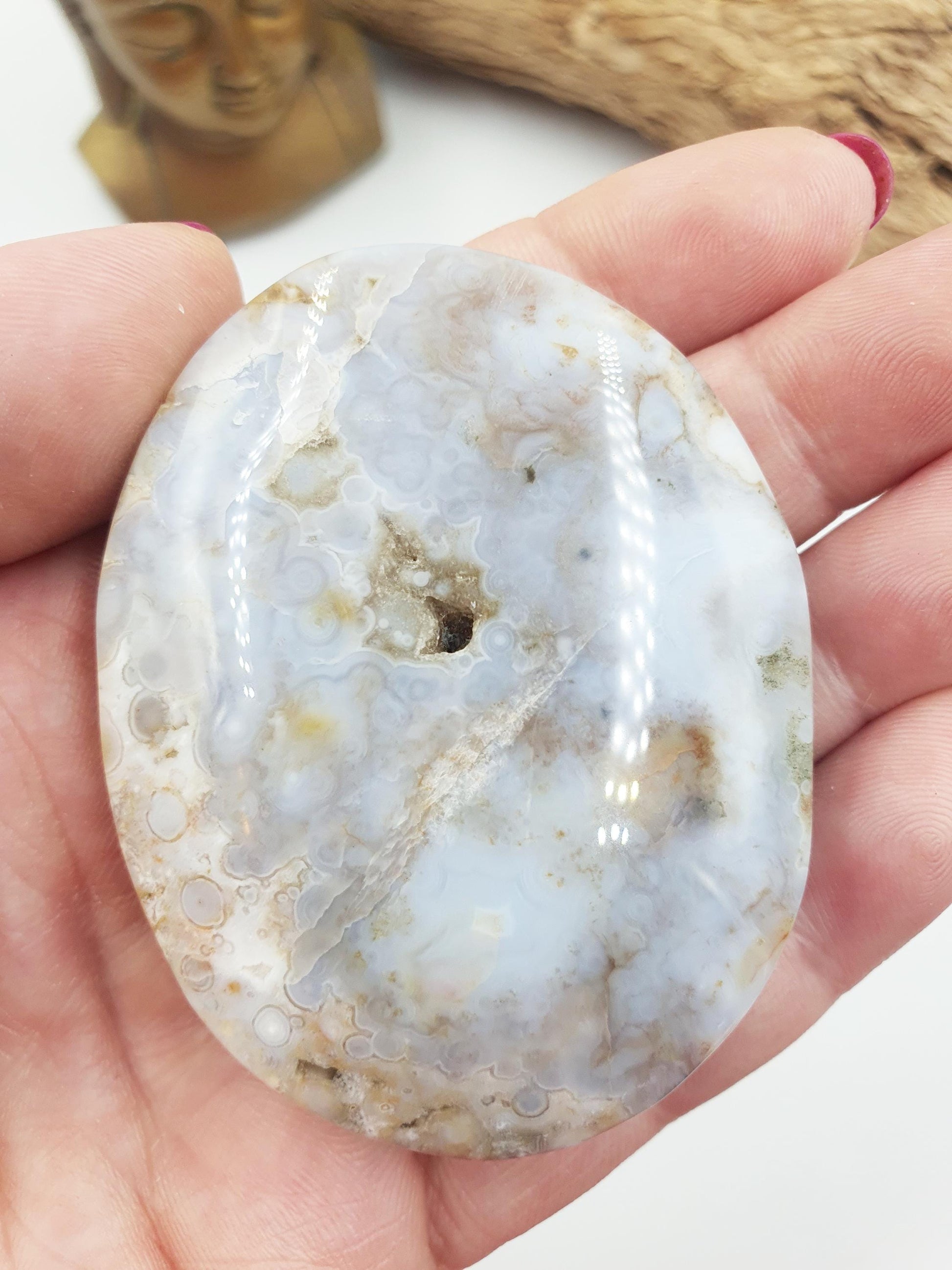 Gorgeous Orbicular Ocean Jasper Palm / Orbicular OJ Palm Stone / High Grade OJ Palm / OJ Collectors Crystal - 100g