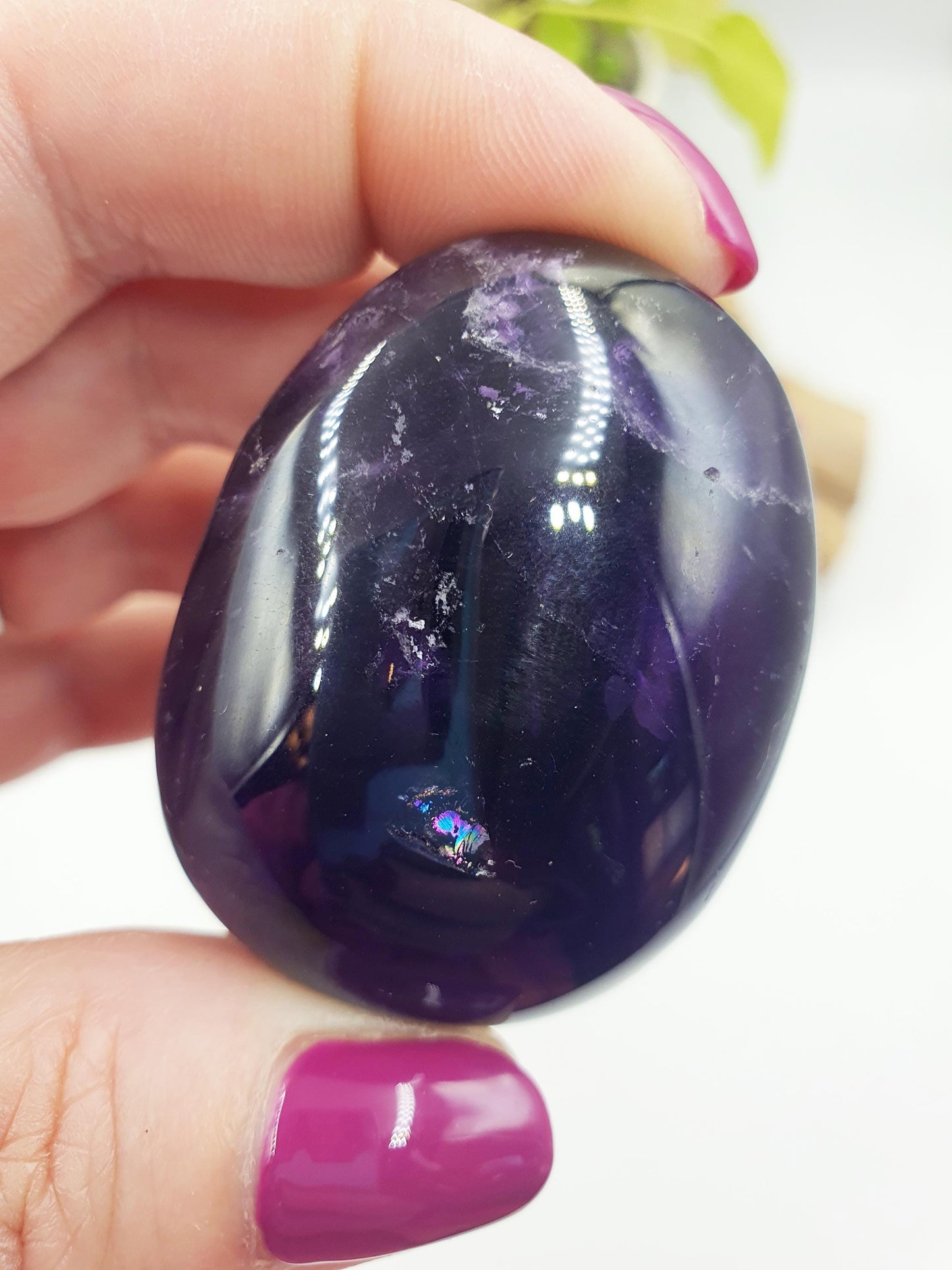 Unique Standing Amethyst Palm with rainbow/ Amethyst Palm Stone / Amethyst Pocket Stone / Crystal Healing / Meditation Palm - 65g