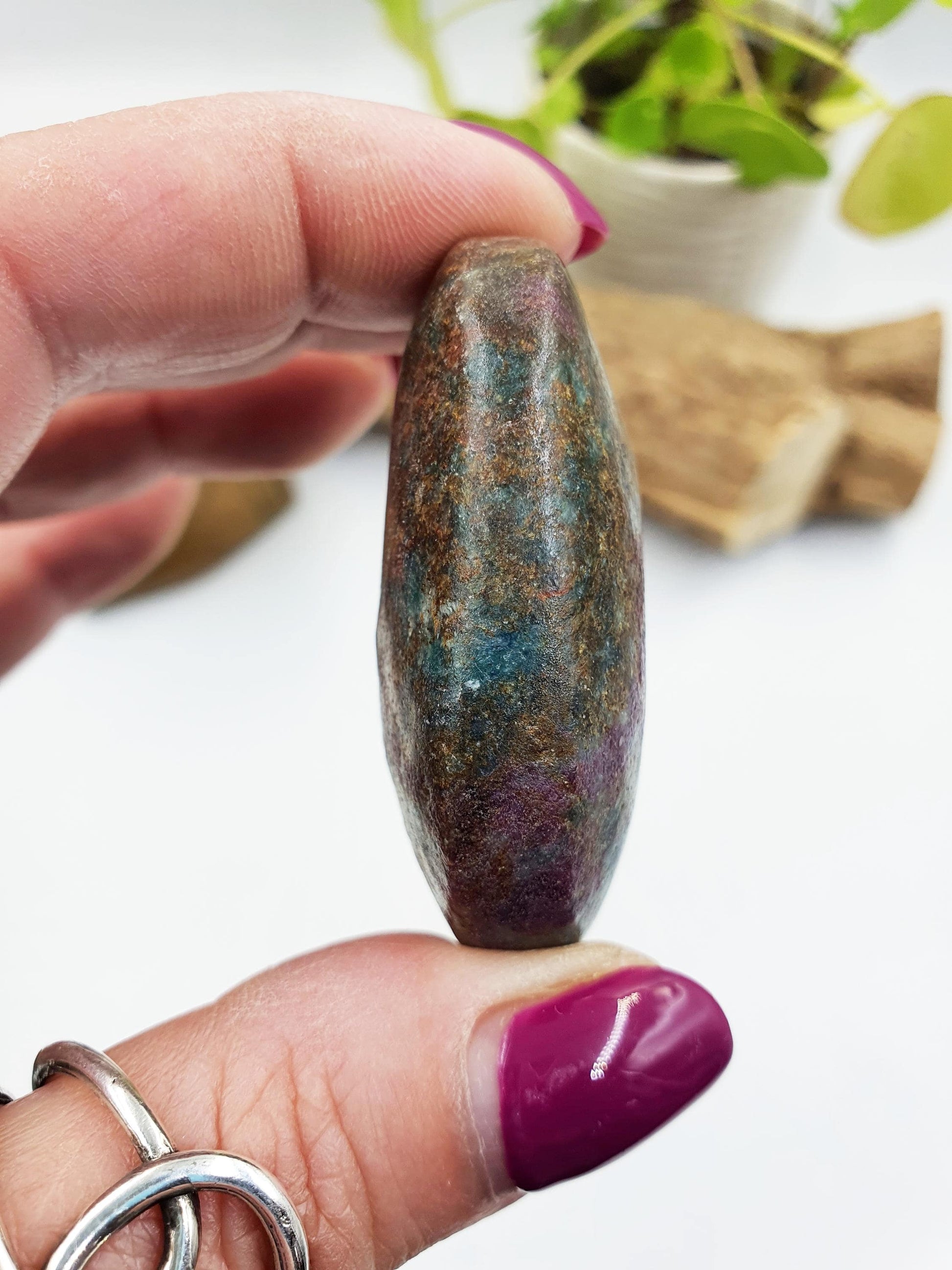 Ruby in Fuchsite Palm Stone - Heart Chakra Healing & Vitality - 60g
