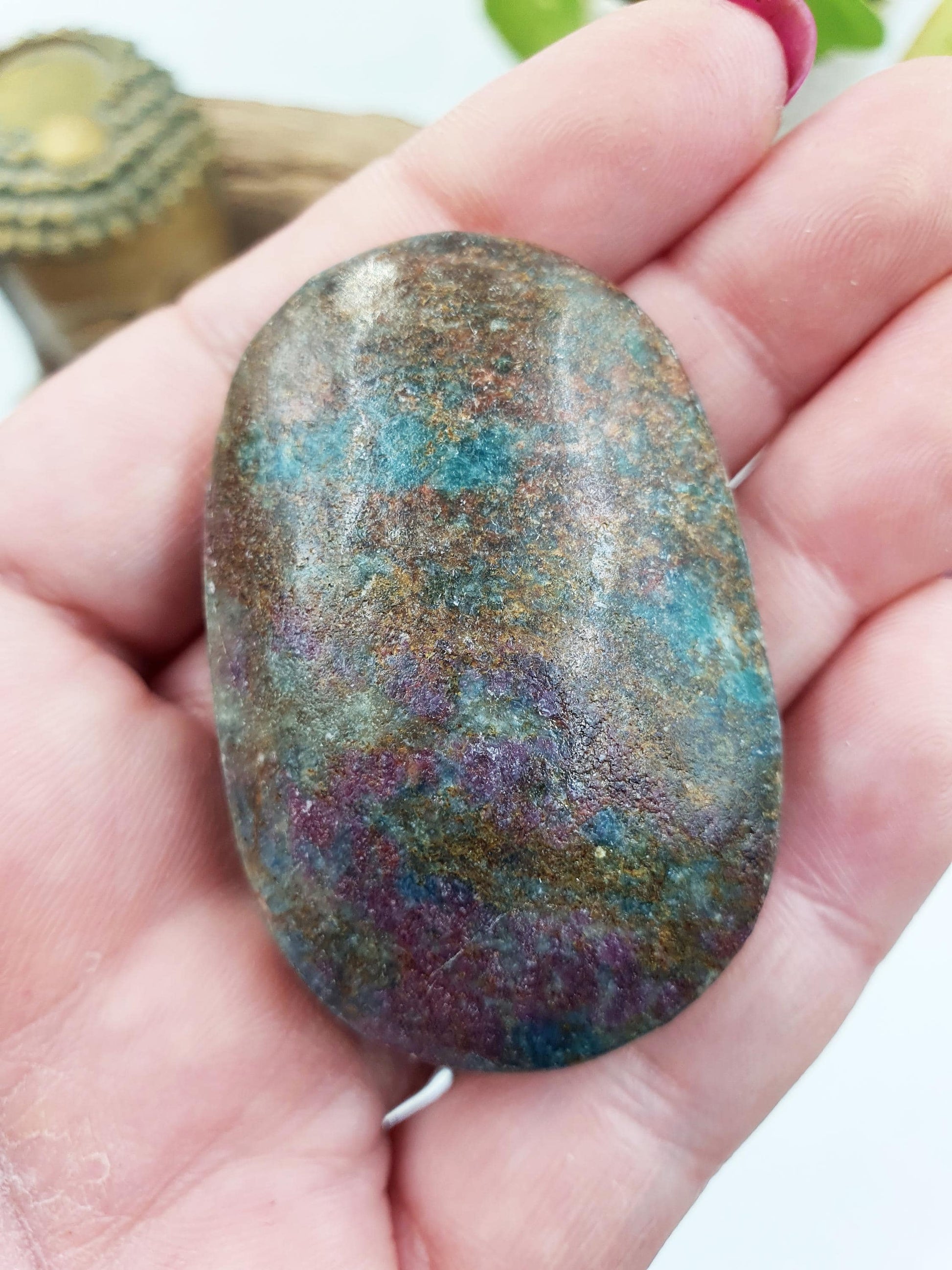 Ruby in Fuchsite Palm Stone - Heart Chakra Healing & Vitality - 60g