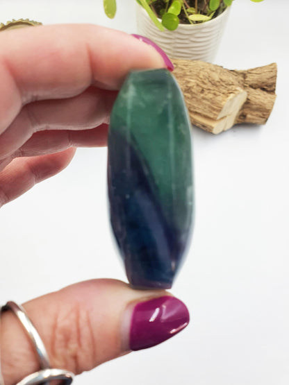 Rainbow Fluorite Palm Stone - Focus and Clarity Healing Crystal - 115g