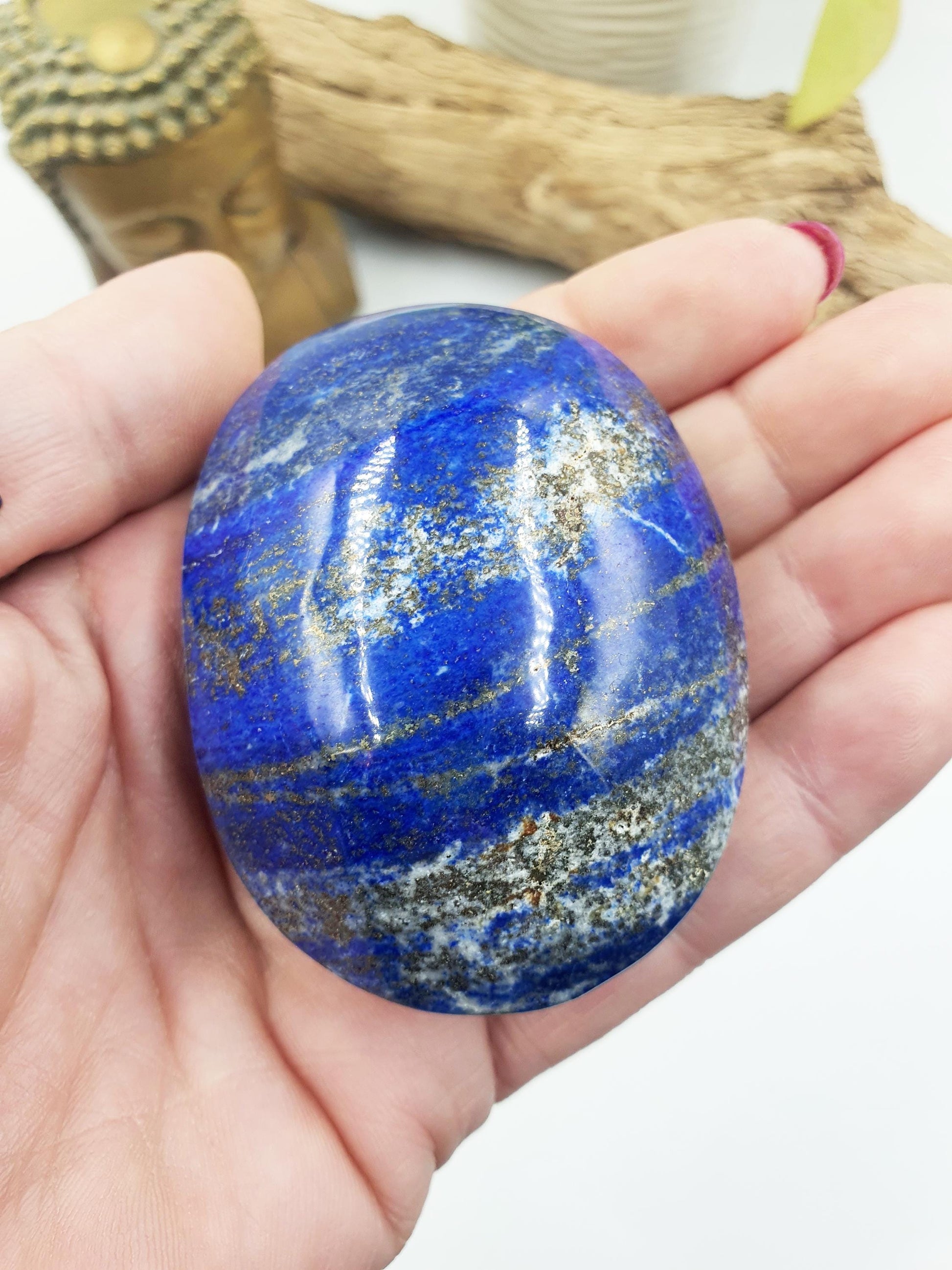Beautiful Large Lapis Lazuli Palm / Lapis Lazuli Palmstone / Meditation Palm / Lapis Reki Crystal Palm - 180g