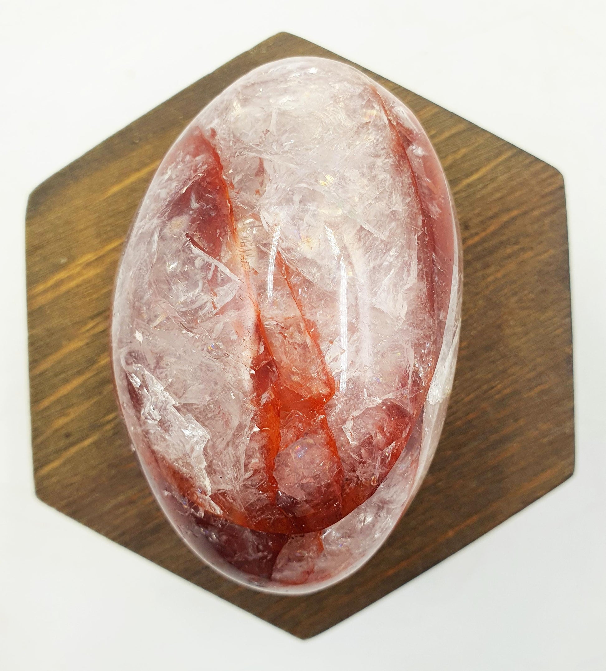 Incredible Sparkly and Flashy Fire Quartz Palm with rainbows / Large Hematoid Quartz Palm / Meditation Palm / Reiki Crystal Palm - 175g