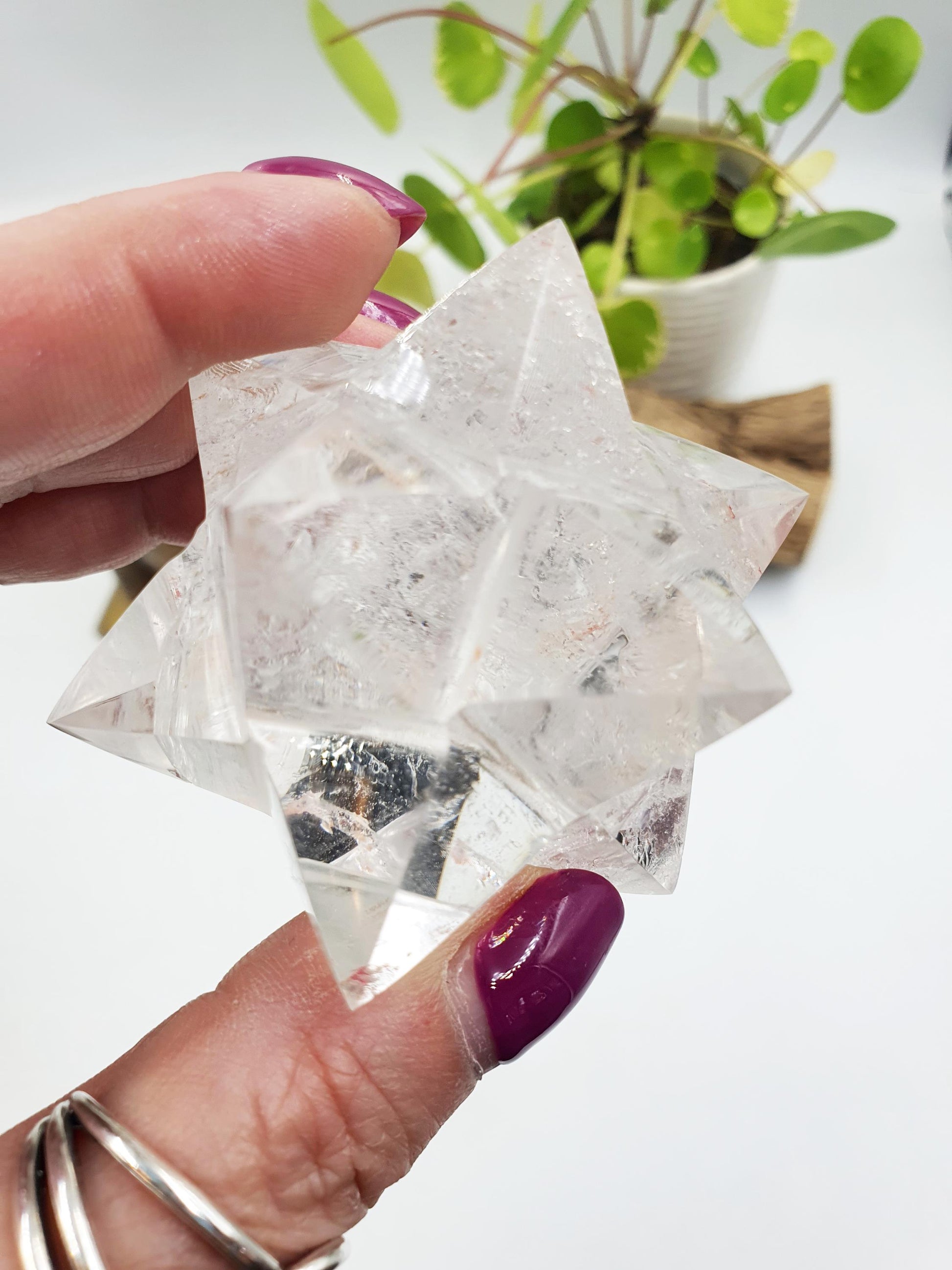 12 Point Clear Quartz Dodecagram - Energy Amplifying Crystal Star - 170g