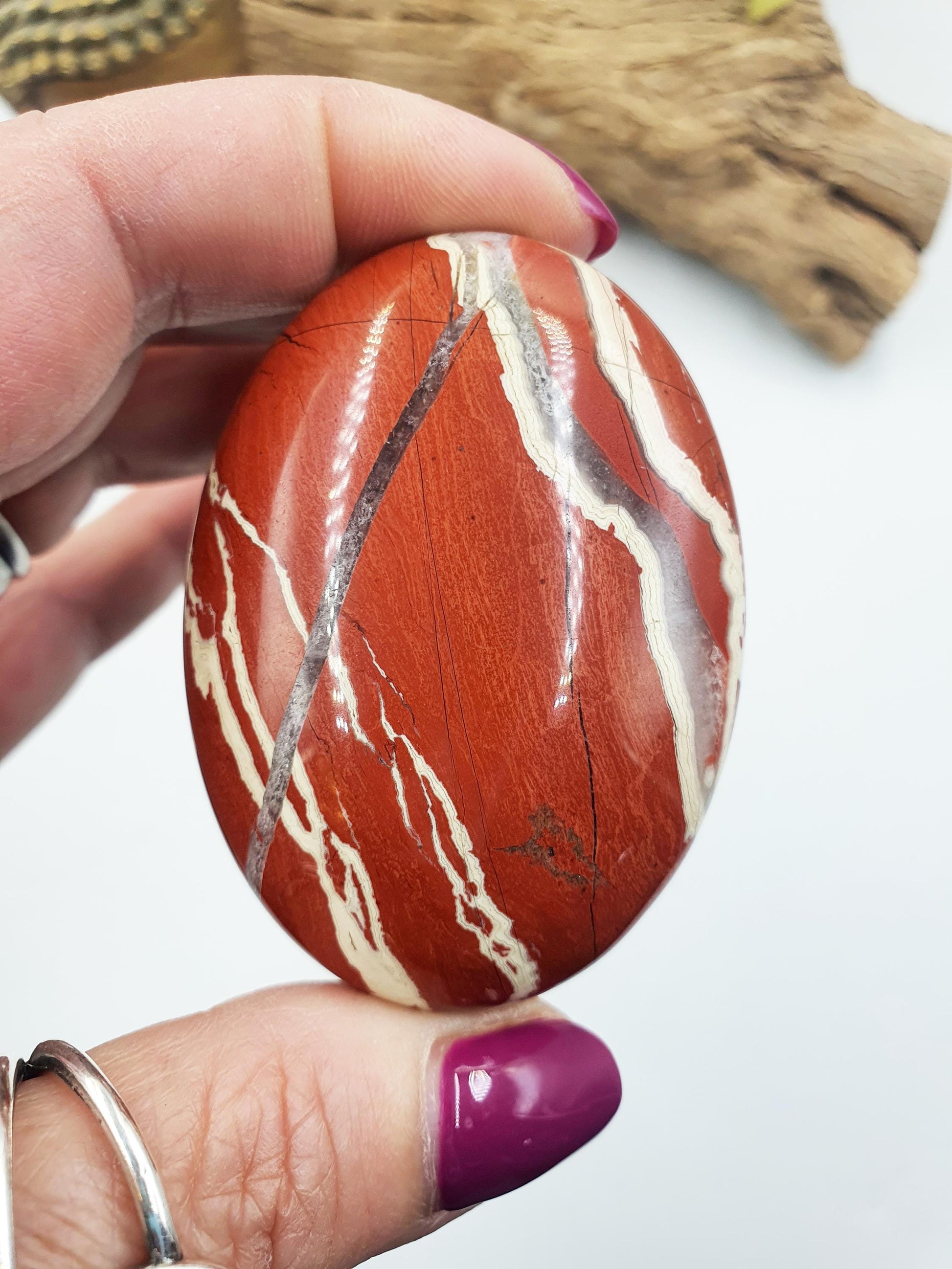 Beautiful Red Jasper Palm / Red Jasper Palm Stone / Pocket Crystal / Meditation Palm / Reiki Crystal Palm - 110g