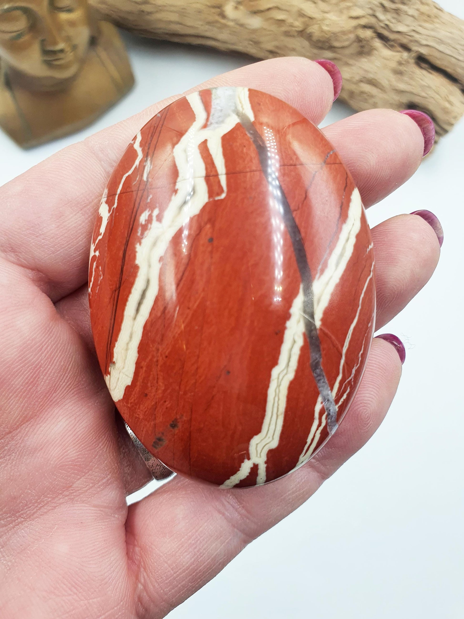 Beautiful Red Jasper Palm / Red Jasper Palm Stone / Pocket Crystal / Meditation Palm / Reiki Crystal Palm - 110g