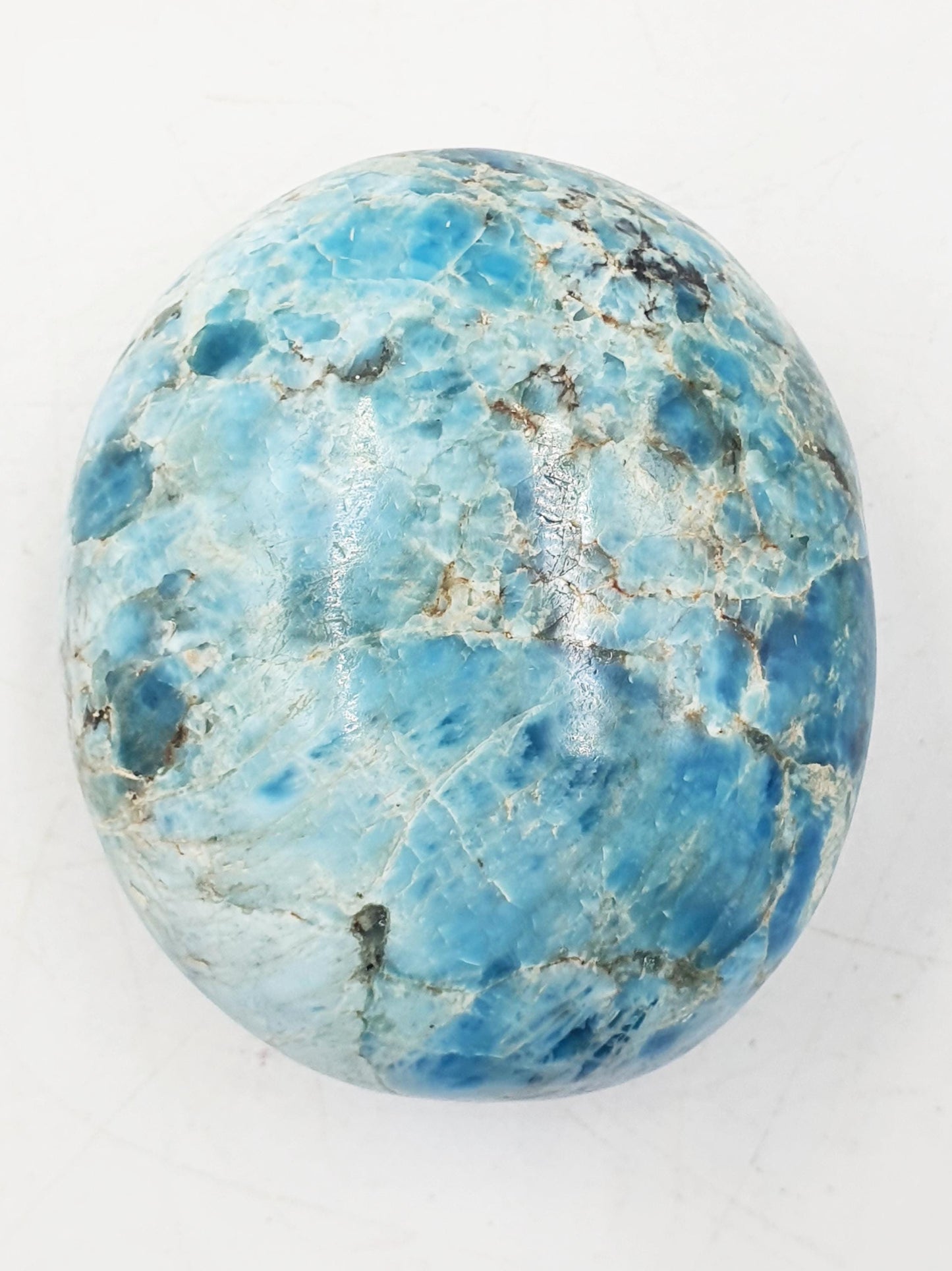 Large Blue Apatite Palm / Blue Apatite Palm Stone / Pocket Crystal / Meditation Palm / Reiki Crystal Palm - 120g