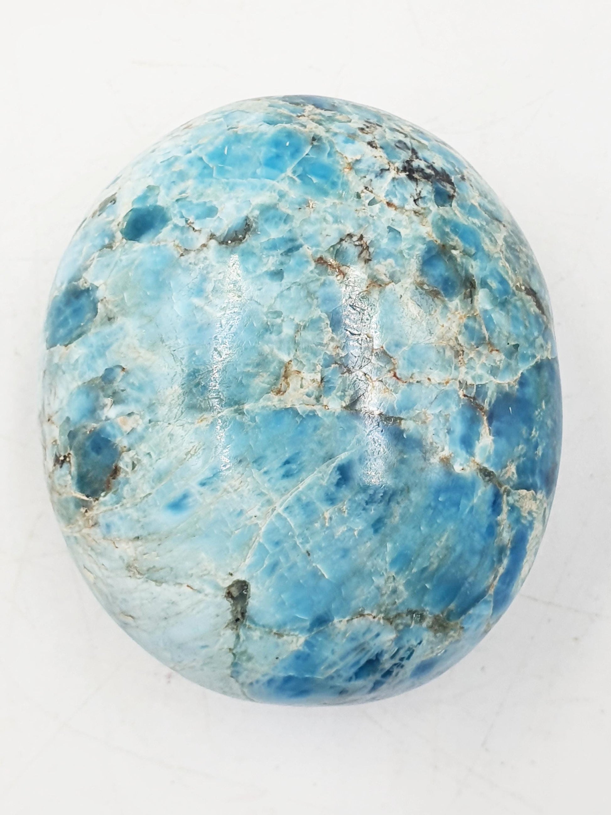 Large Blue Apatite Palm / Blue Apatite Palm Stone / Pocket Crystal / Meditation Palm / Reiki Crystal Palm - 120g