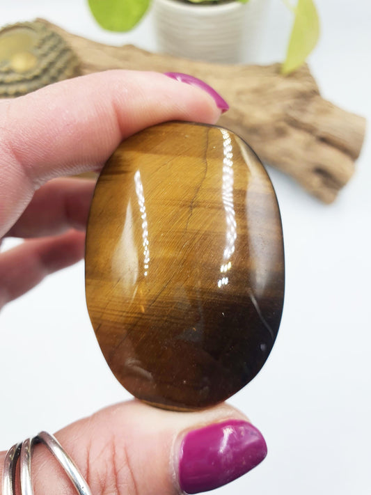 High Grade Flashy Yellow Tigers Eye Palm / Tiger's Eye Palm Stone / Pocket Crystal / Meditation Palm/ Reiki Crystal Palm - 75g
