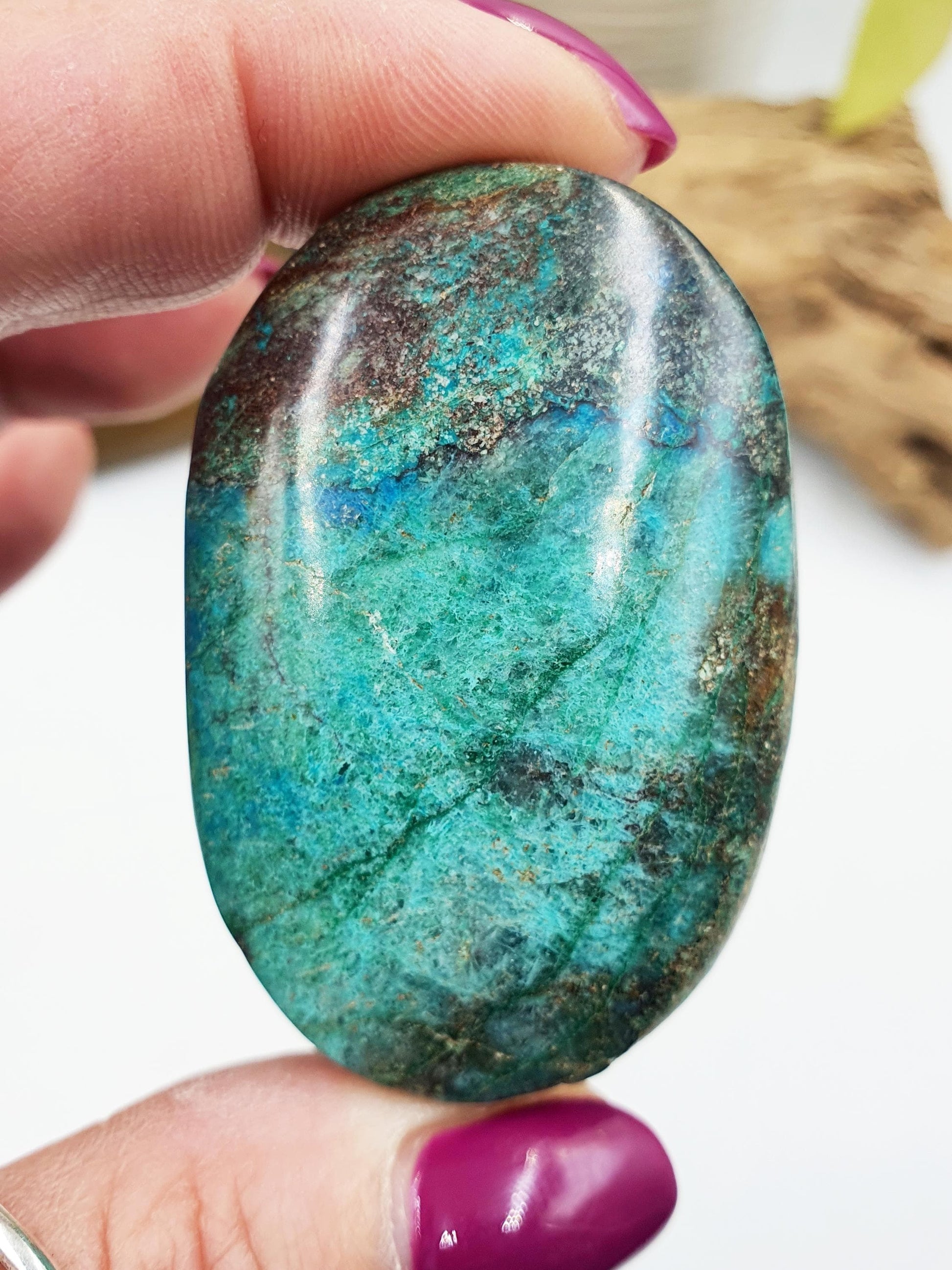 Beautiful Phoenix Turquoise Palm / Phoenix Stone Palm Stone / Meditation Palm / Reiki Crystal Palm - 50g