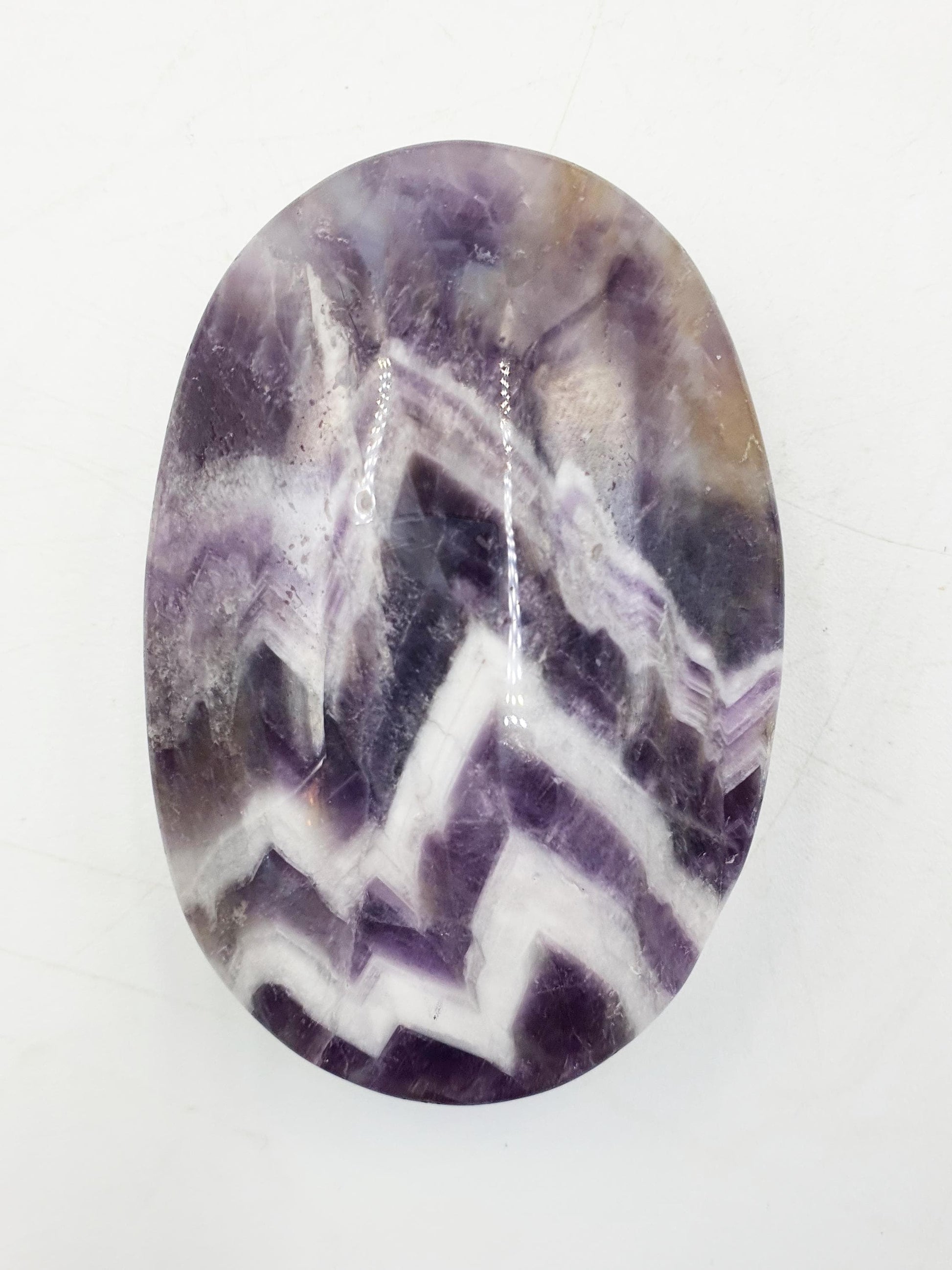 Dream Amethyst Palm / Dream Amethyst Palm Stone / Chevron Amethyst Palm / Pocket Stone / Amethyst Meditation Palm / Reiki Crystal Palm- 95g